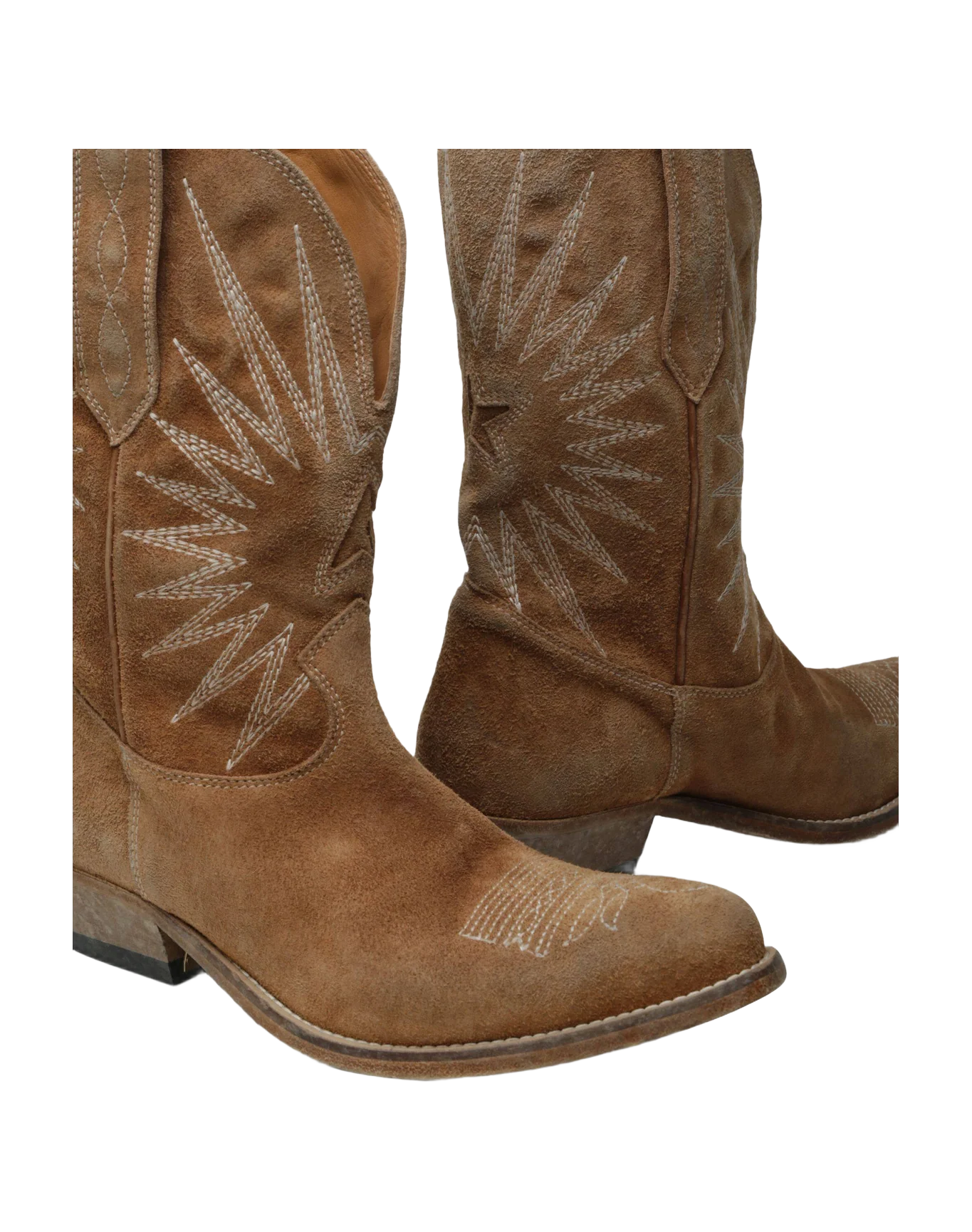 Women | Wood Brown Suede Low Boots with Stars | Wood Brown - Image 2