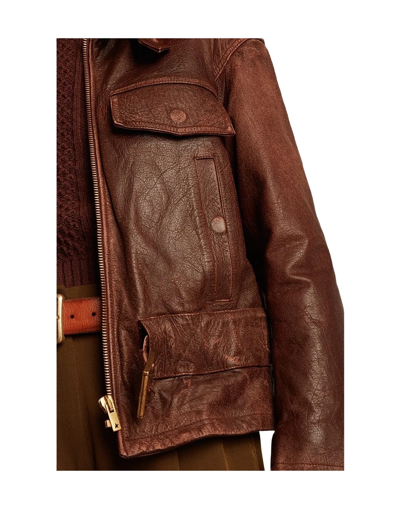 Women | Wood-Colored Jacket with Detachable Shearling Collar | Sassafras