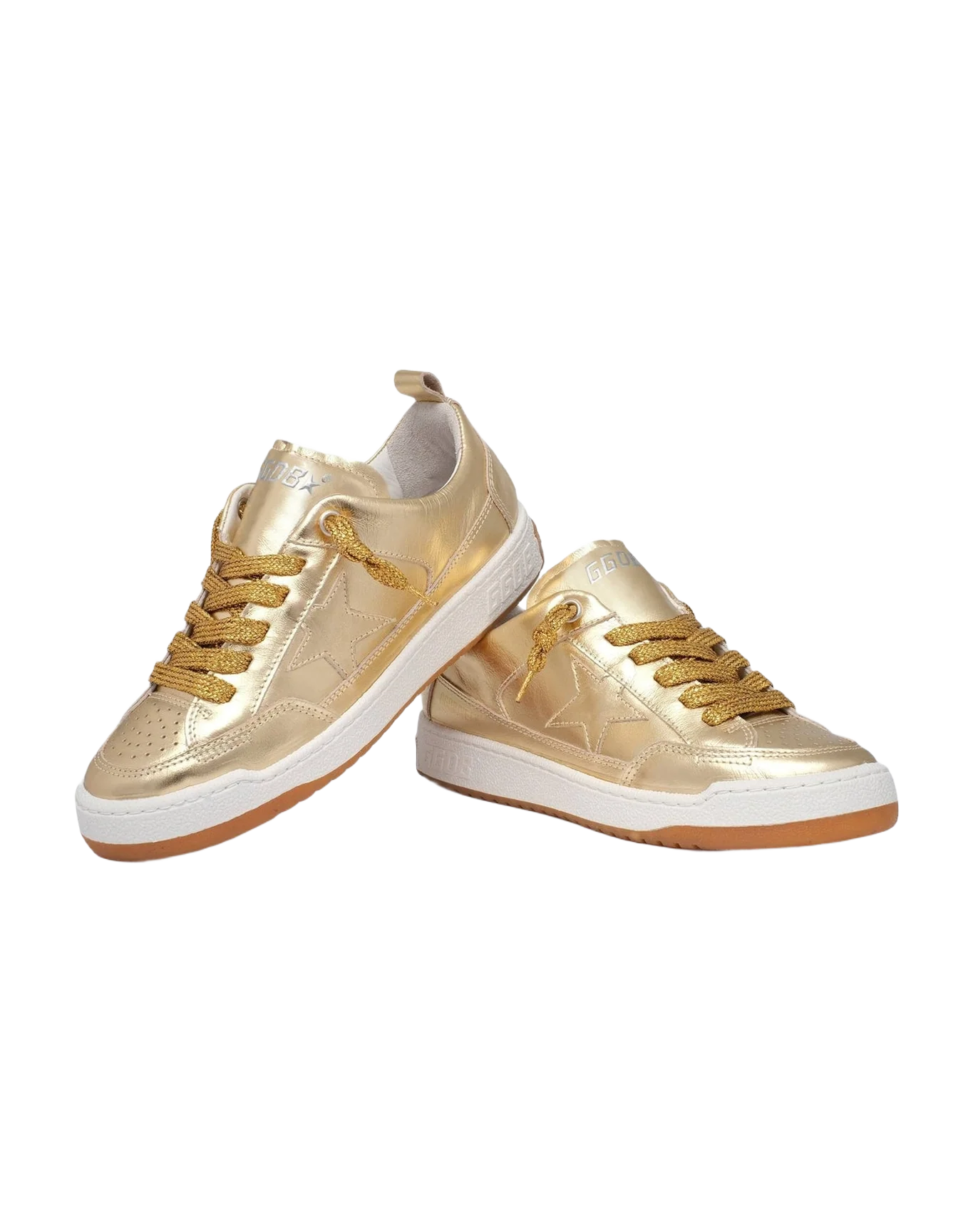 Women | Yeah Sneakers Gold Laminated Leather | Gold