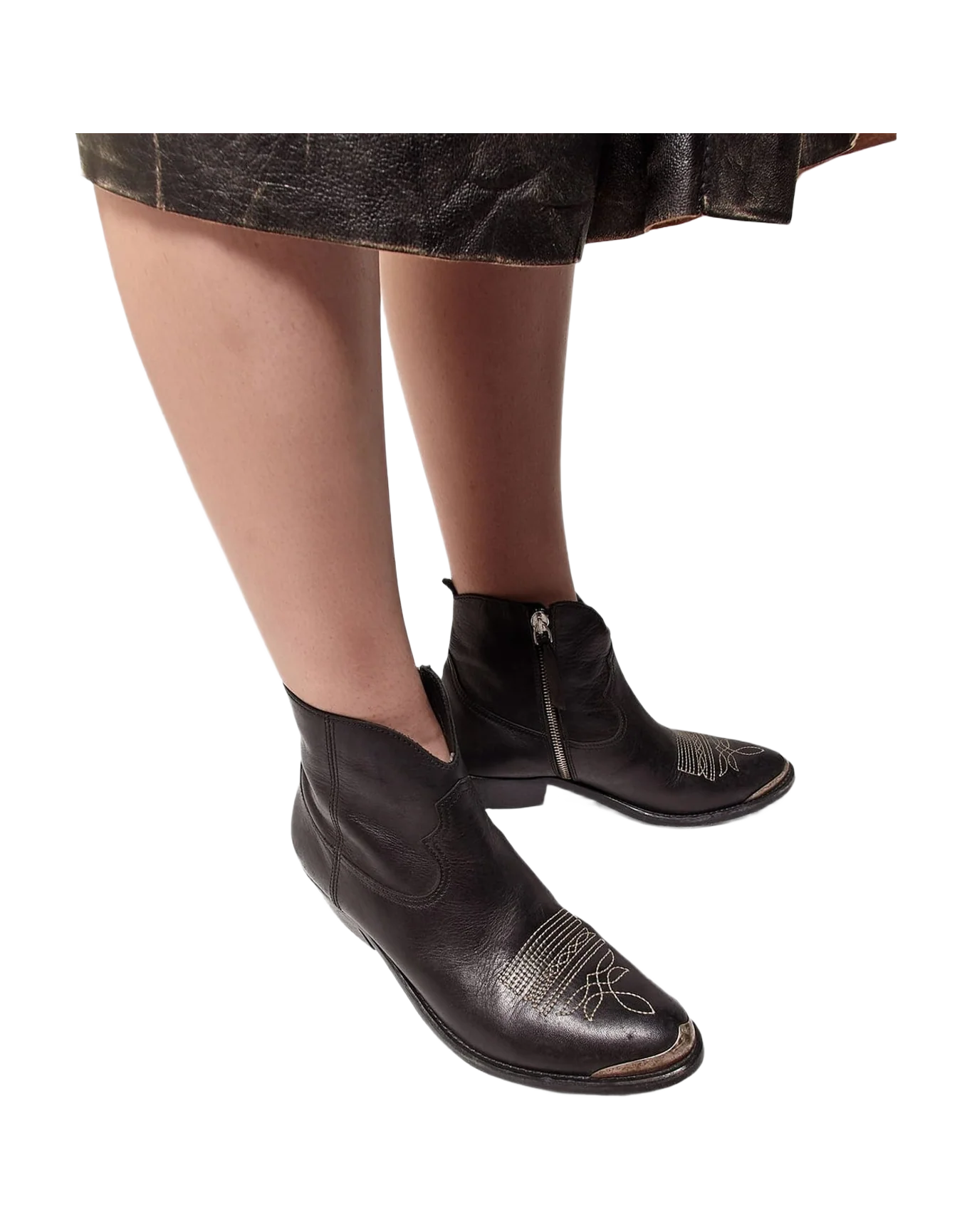 Women | Young Ankle Boots Leather with Cowboy-Style Decoration