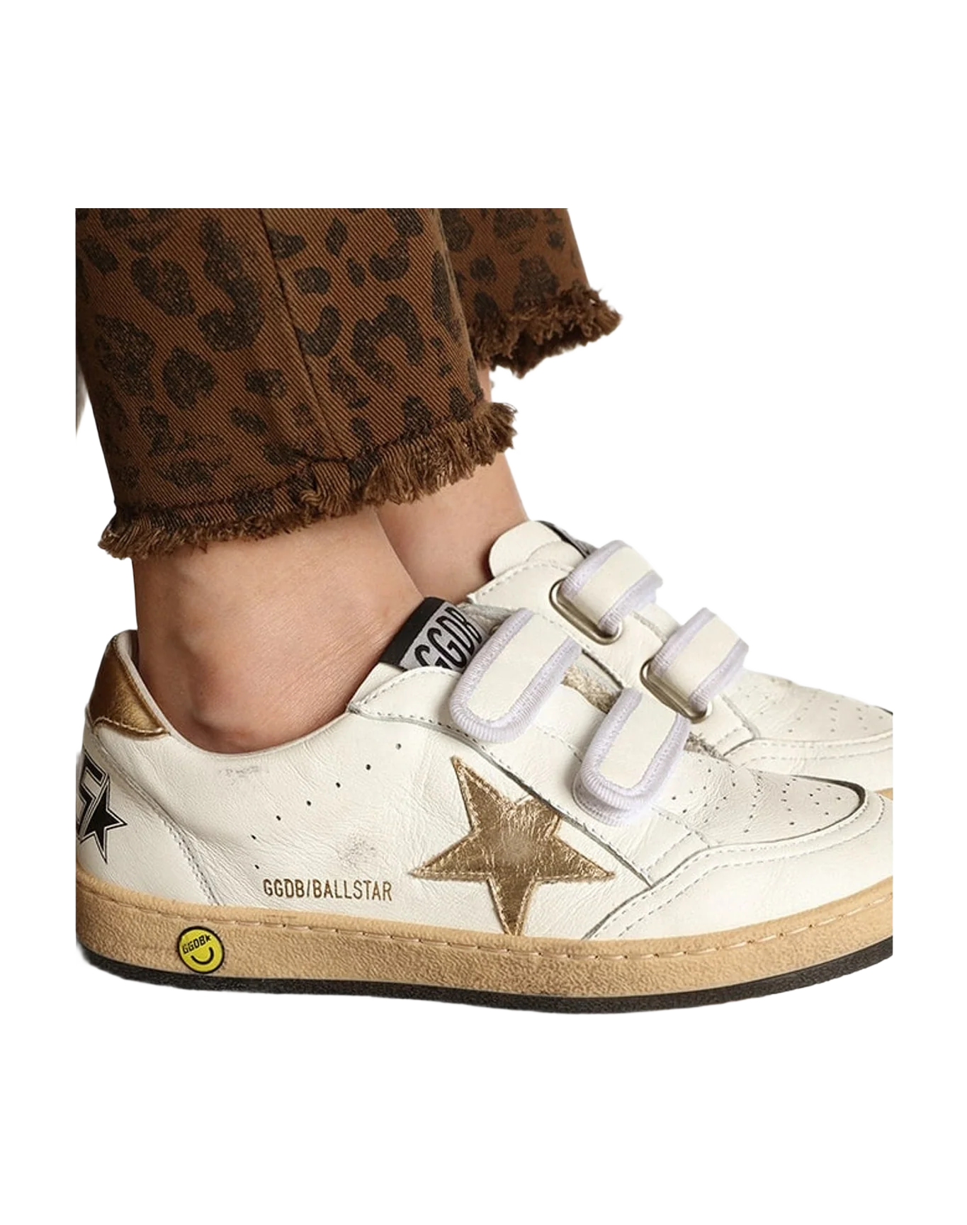 Unisex | Ball Star Young with Metallic Leather Star & Heel Tab | White x Gold (V1) - Image 4