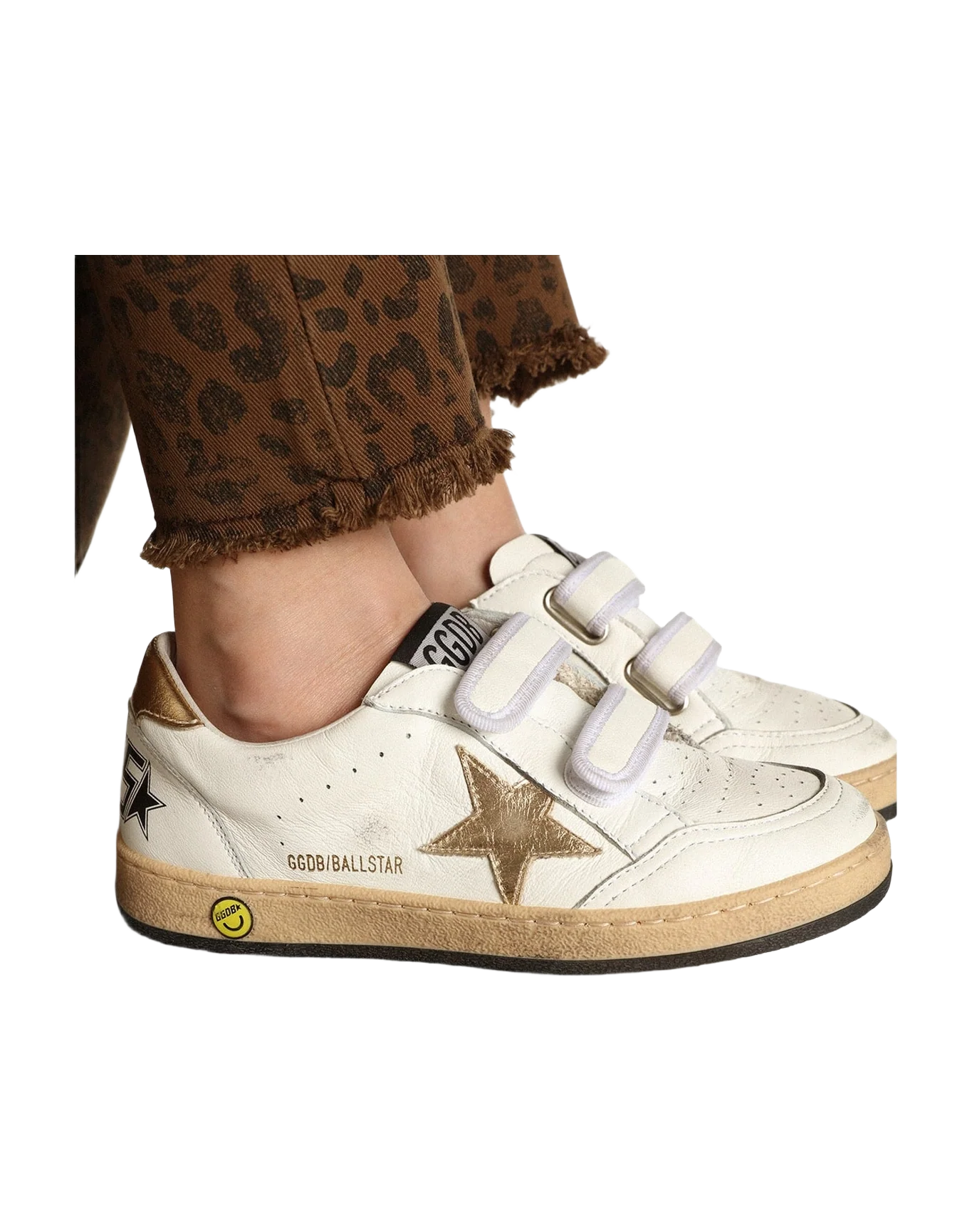 Unisex | Ball Star Young with Metallic Leather Star & Heel Tab | White x Gold (V1) - Image 5