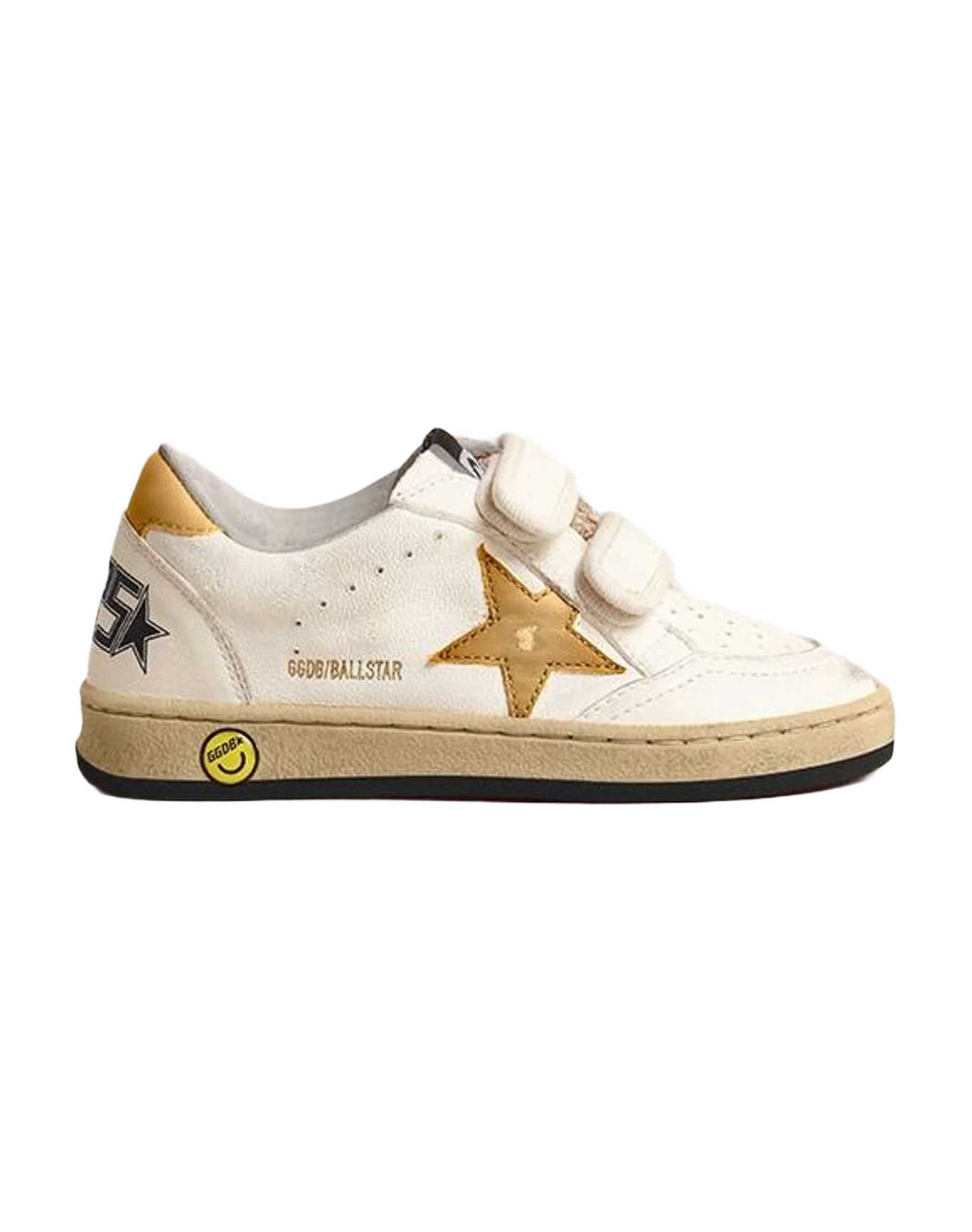 Unisex | Ball Star Young with Metallic Leather Star & Heel Tab | White x Gold (V1) - Image 7