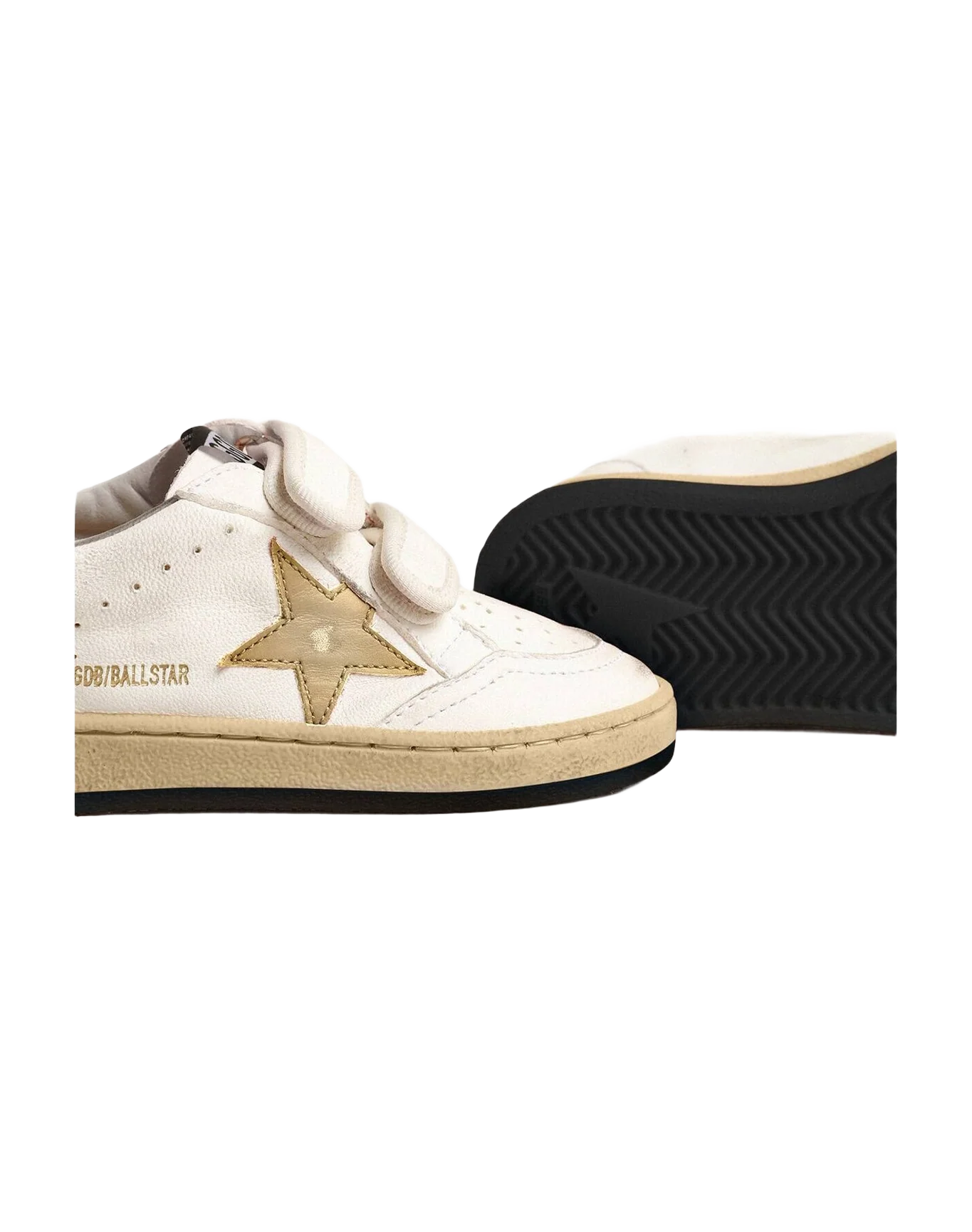 Unisex | Ball Star Young with Metallic Leather Star & Heel Tab | White x Gold (V2)
