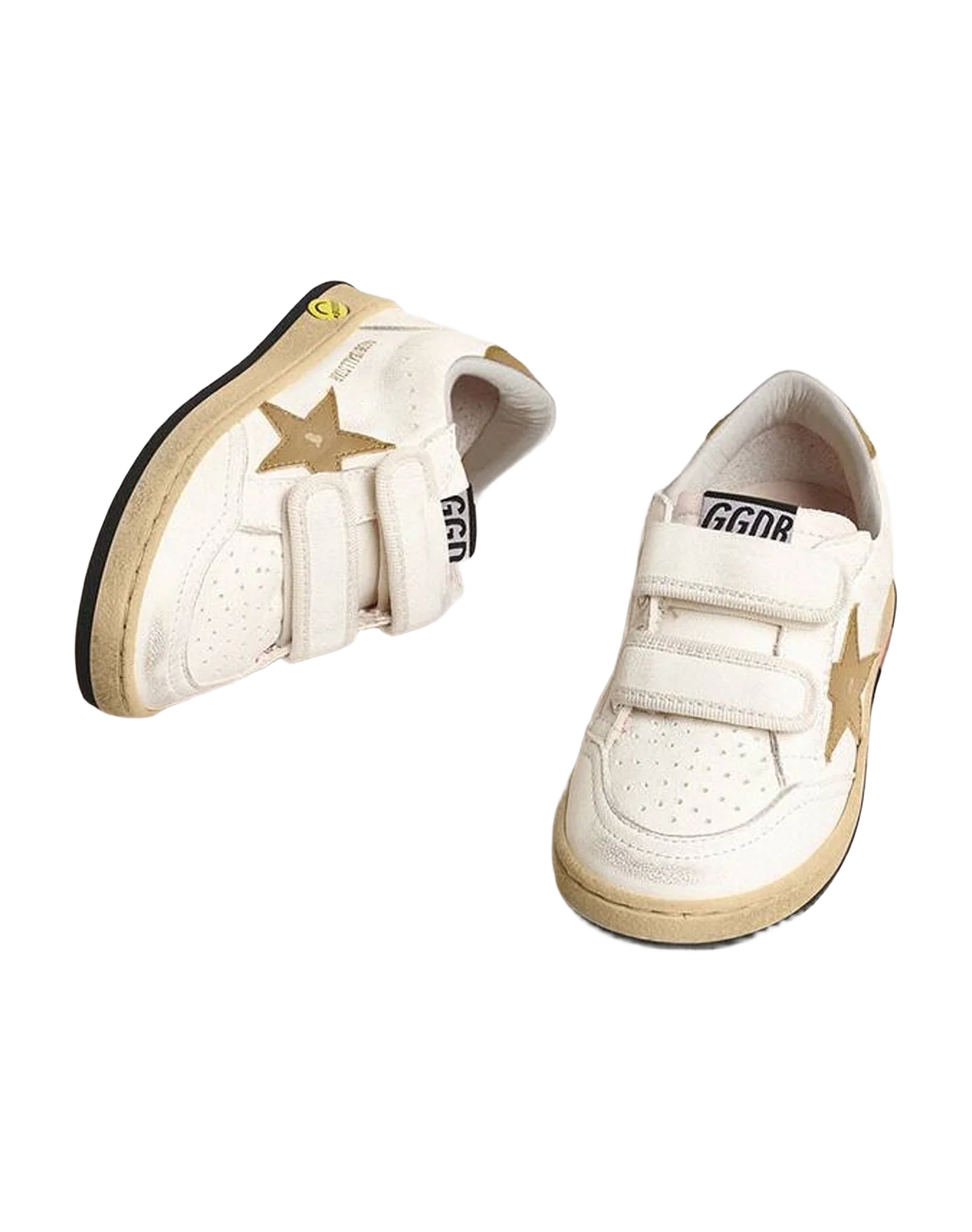 Unisex | Ball Star Young with Metallic Leather Star & Heel Tab | White x Gold (V2) - Image 6