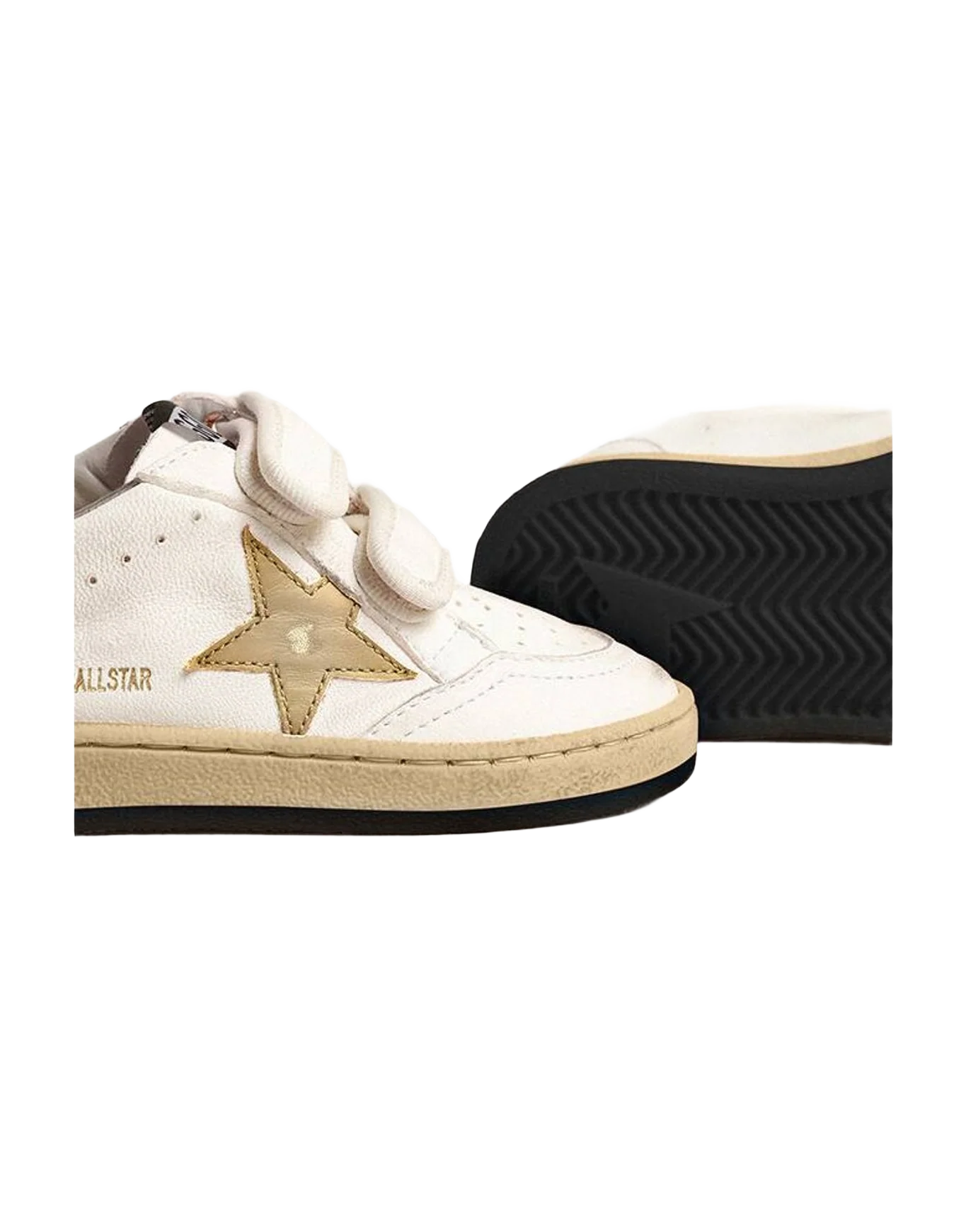 Unisex | Ball Star Young with Metallic Leather Star & Heel Tab | White x Gold (V2) - Image 8
