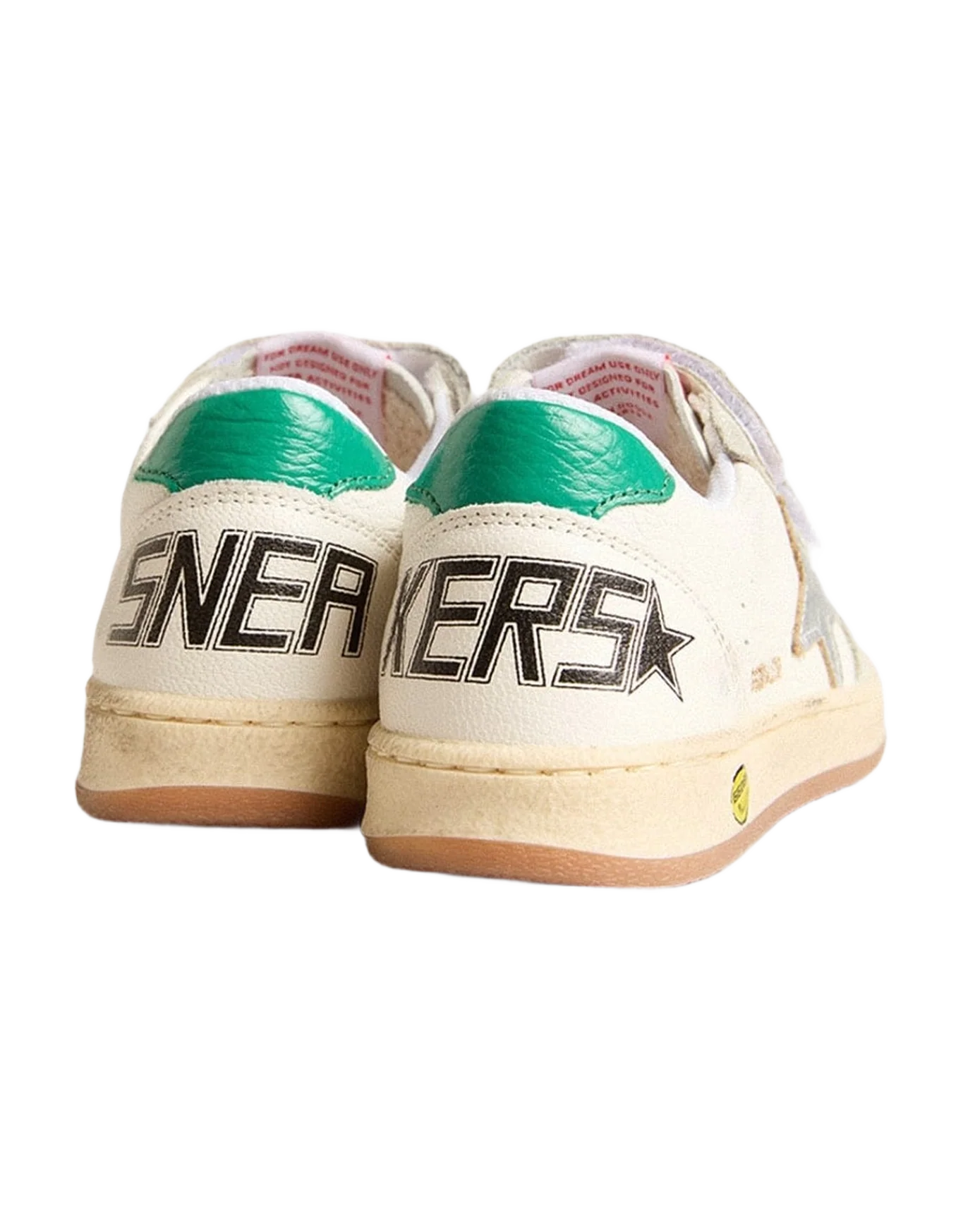 Boy | Junior Ball Star with Star & Suede Heel Tab | White x Ice x Silver x Green (V2)