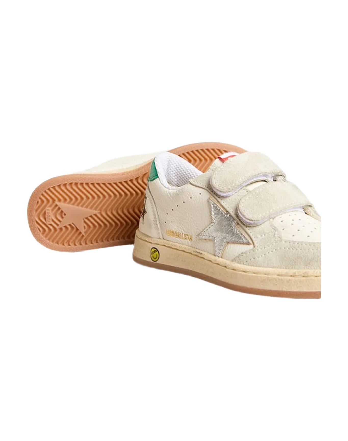 Boy | Junior Ball Star with Star & Suede Heel Tab | White x Ice x Silver x Green (V2) - Image 10