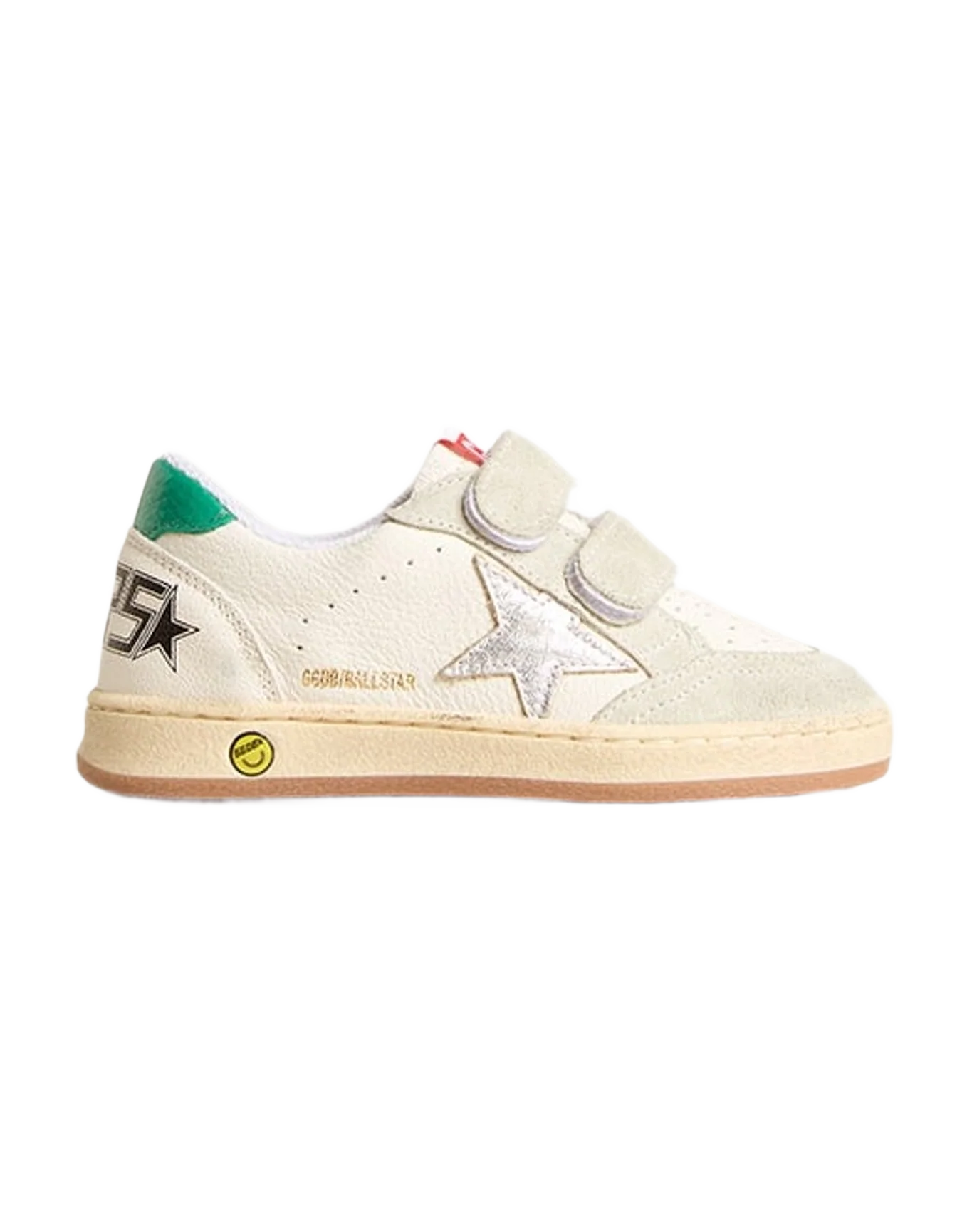 Boy | Junior Ball Star with Star & Suede Heel Tab | White x Ice x Silver x Green (V2) - Image 2