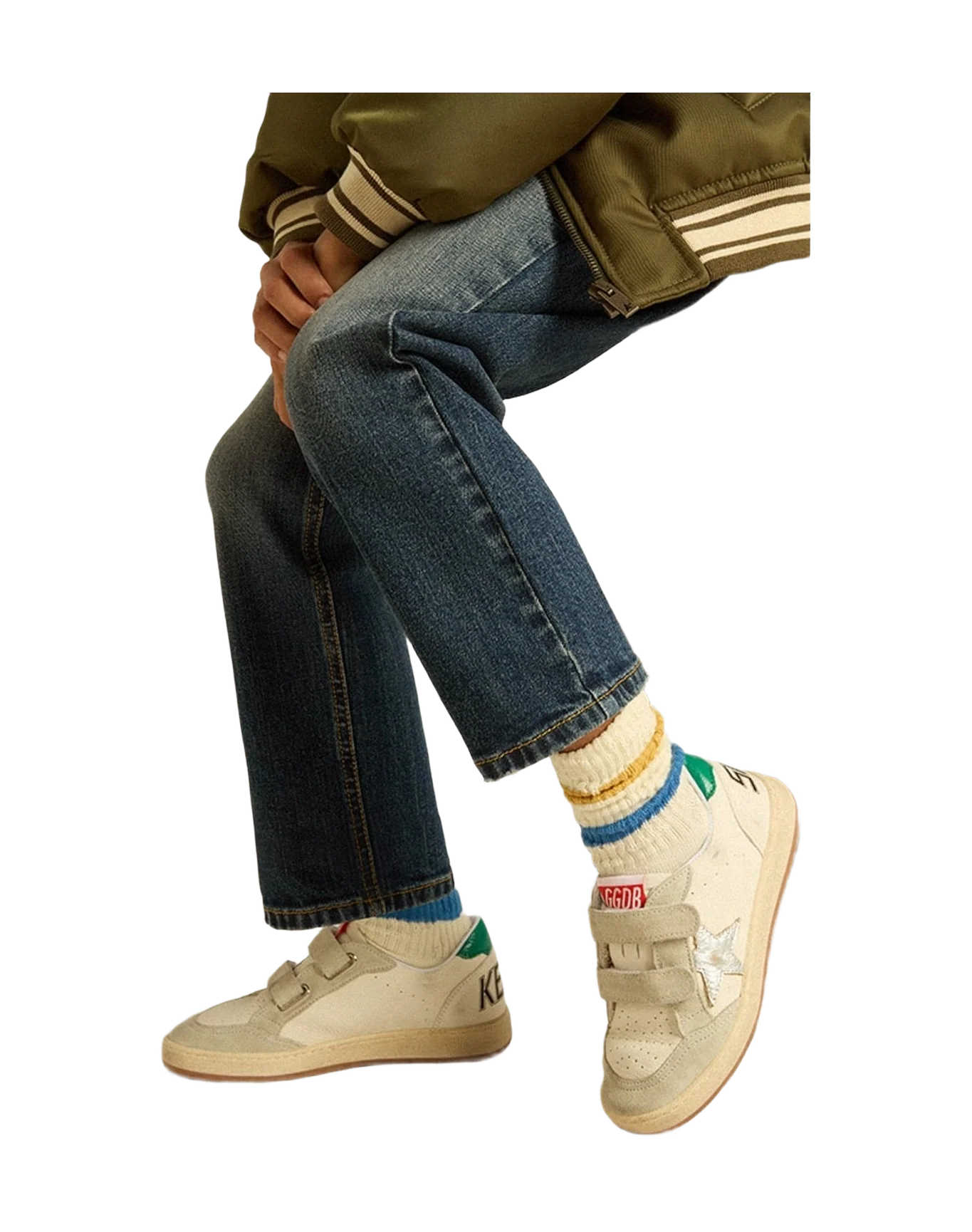 Boy | Junior Ball Star with Star & Suede Heel Tab | White x Ice x Silver x Green (V2) - Image 5