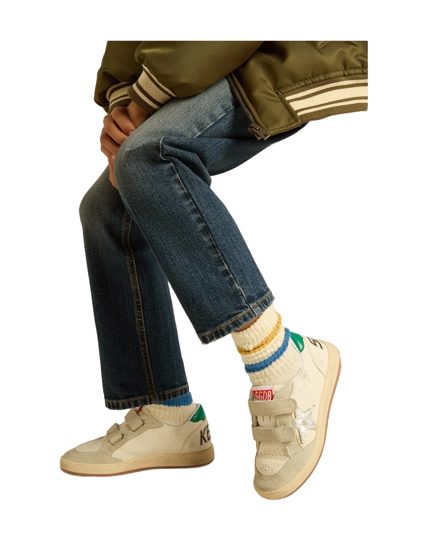 Boy | Junior Ball Star with Star & Suede Heel Tab | White x Ice x Silver x Green (V2) - Image 6