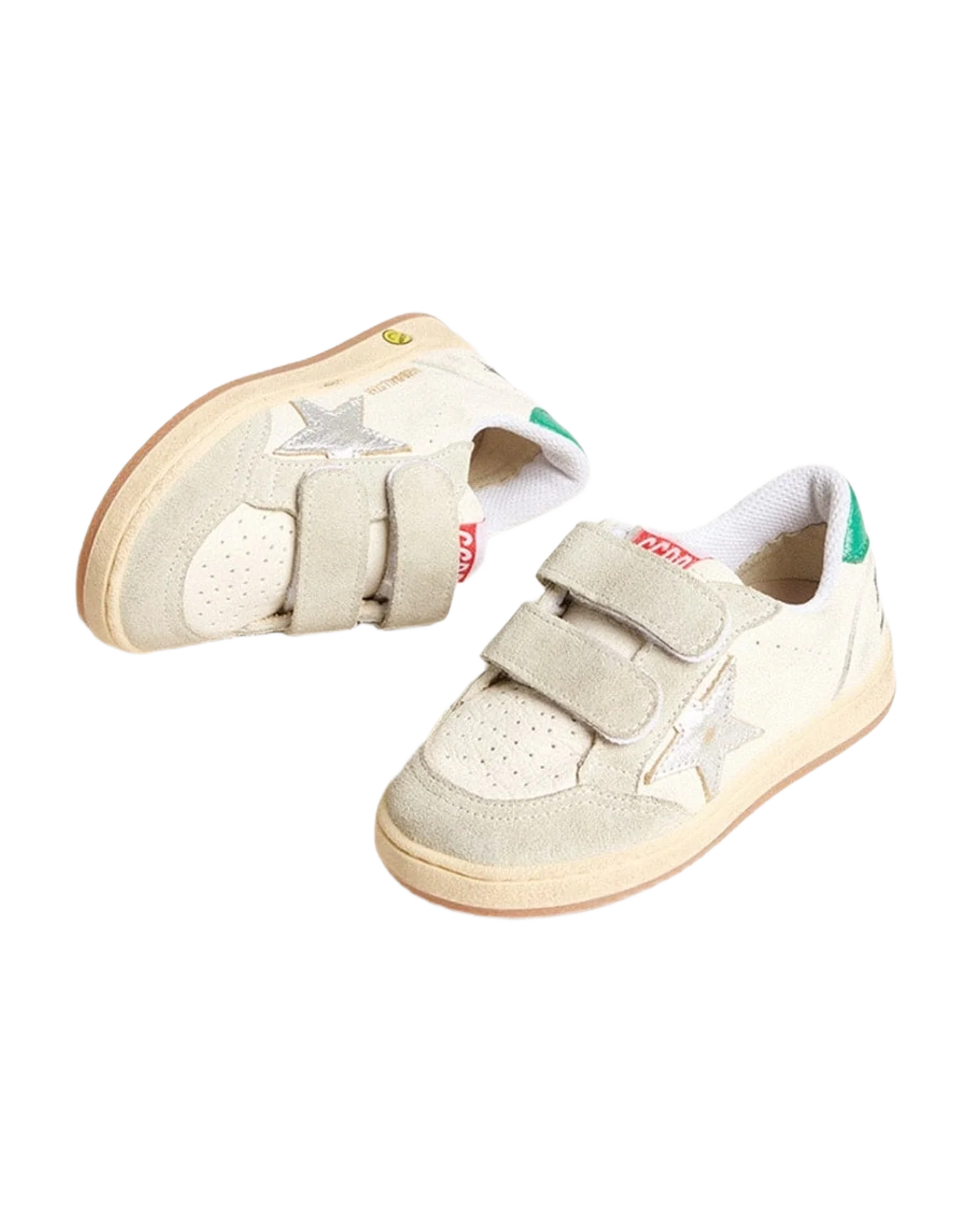 Boy | Junior Ball Star with Star & Suede Heel Tab | White x Ice x Silver x Green (V2) - Image 8