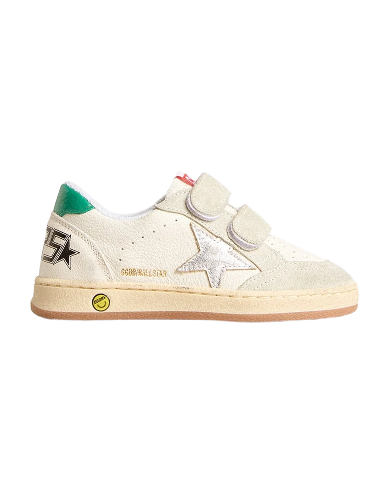 Boy | Junior Ball Star with Star & Suede Heel Tab | White x Ice x Silver x Green (V2) - Image 9