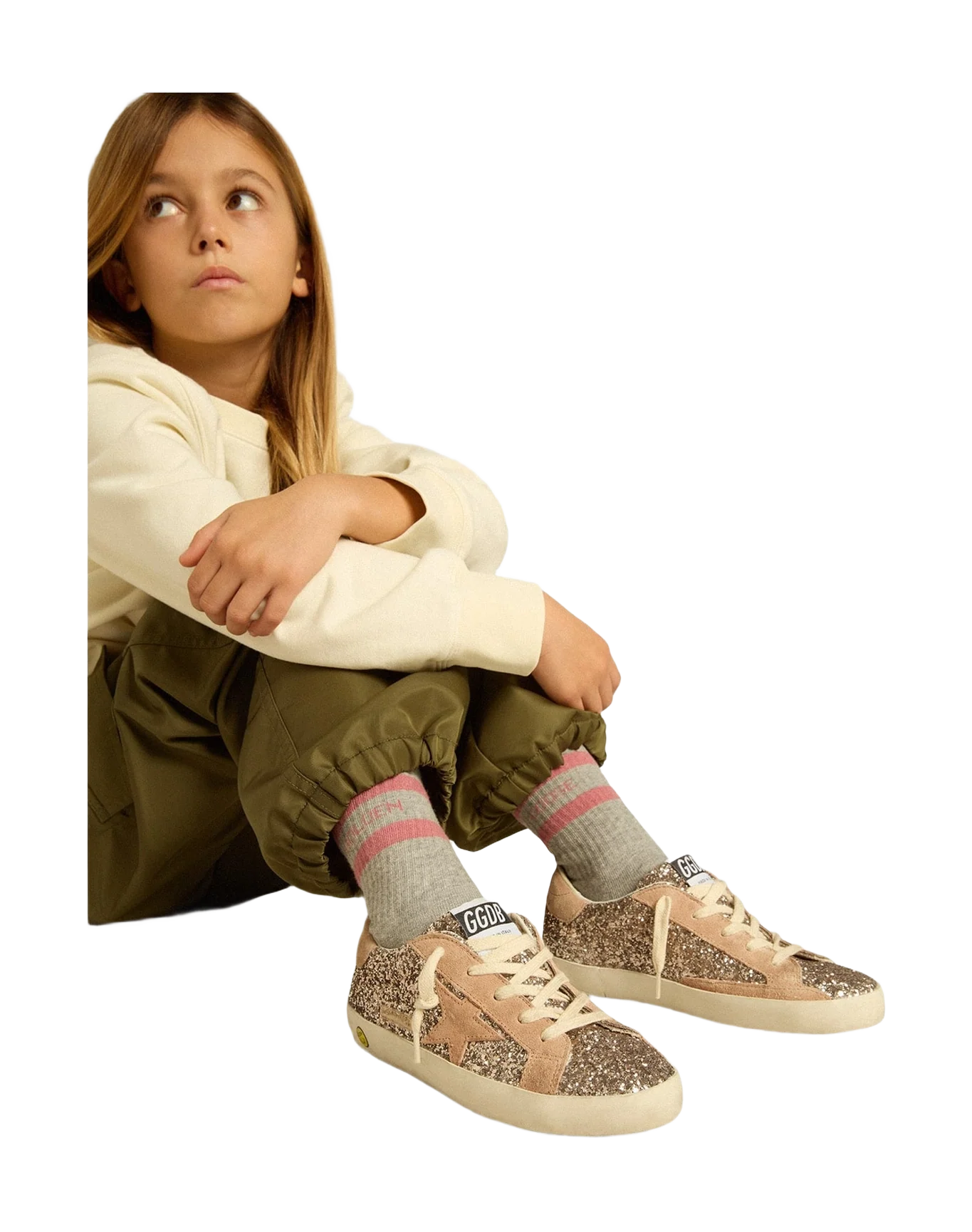 Girl | Junior Super-Star Glitter with Suede Star & Heel Tab | Cinder x Powder Pink (V1) - Image 3