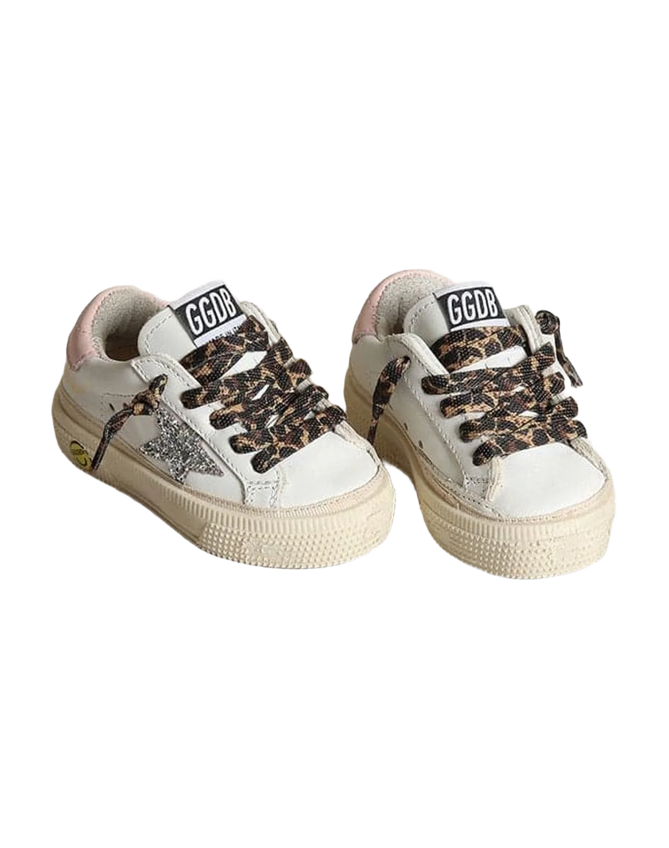 Girl | May Sneakers with Glitter Star & Pink Leather Heel Tab | White x Silver x Rose Quartz (V1) - Image 3