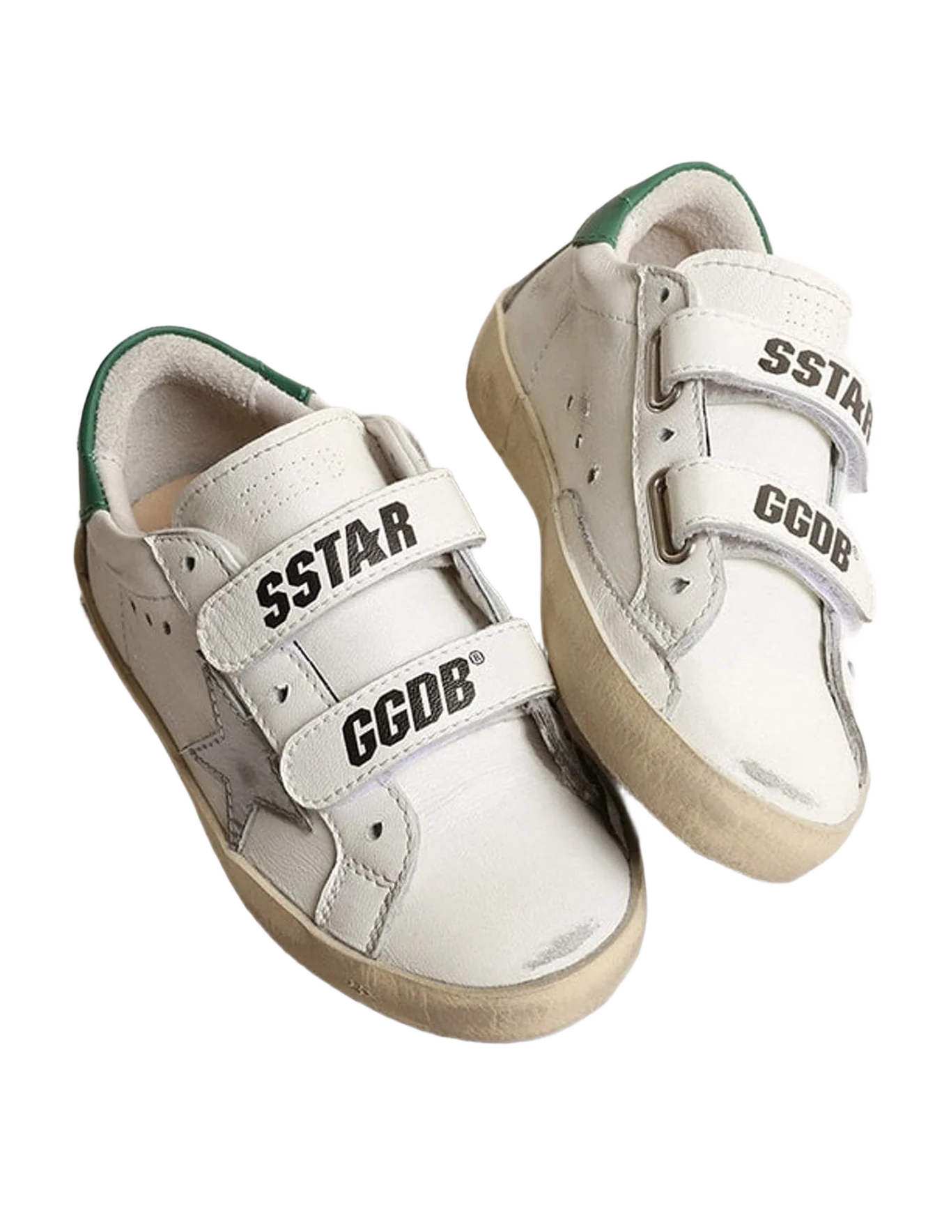 Unisex | Old School Junior with Metallic Leather Star & Heel Tab | White x Silver x Green (V1) - Image 5