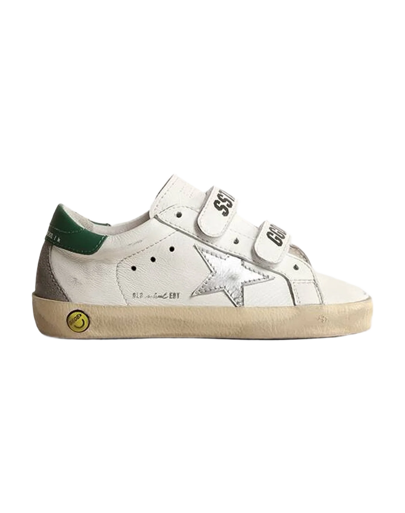 Boy | Old School Young with Metallic Leather Star & Heel Tab | White x Silver x Green (V2) - Image 6