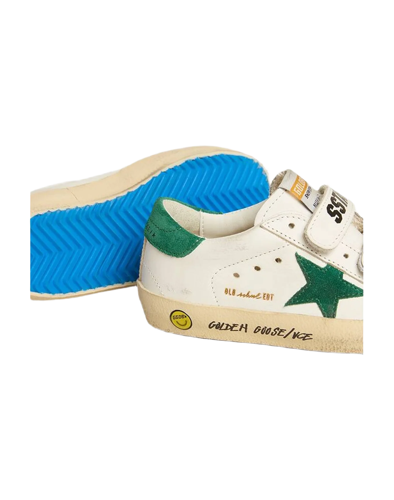 Boy | Old School Young with Suede Star & Heel Tab | White x Green (V1)