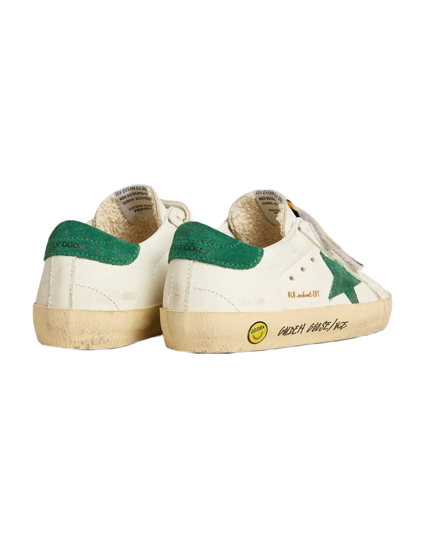 Boy | Old School Young with Suede Star & Heel Tab | White x Green (V1) - Image 3