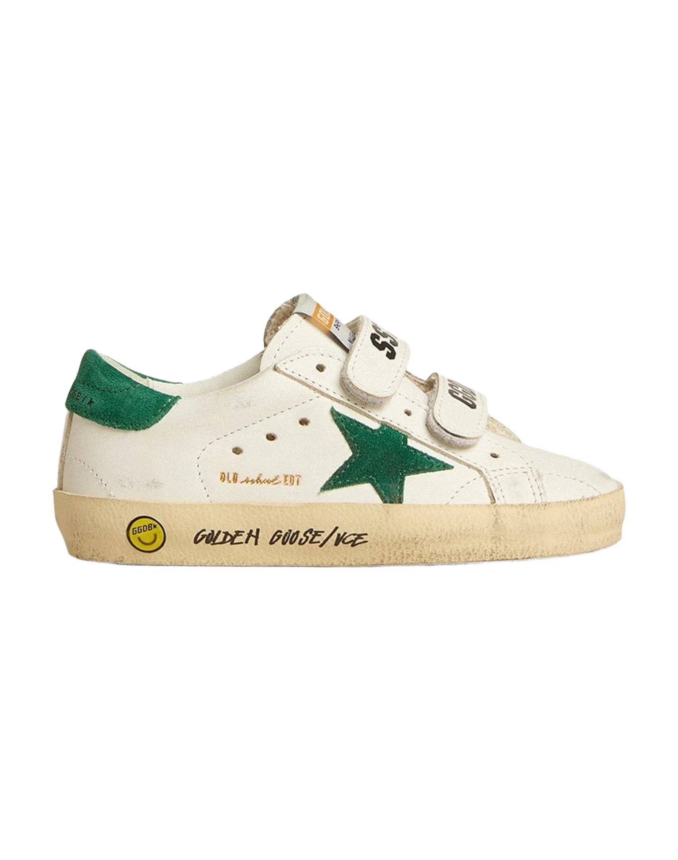Boy | Old School Young with Suede Star & Heel Tab | White x Green (V1) - Image 5