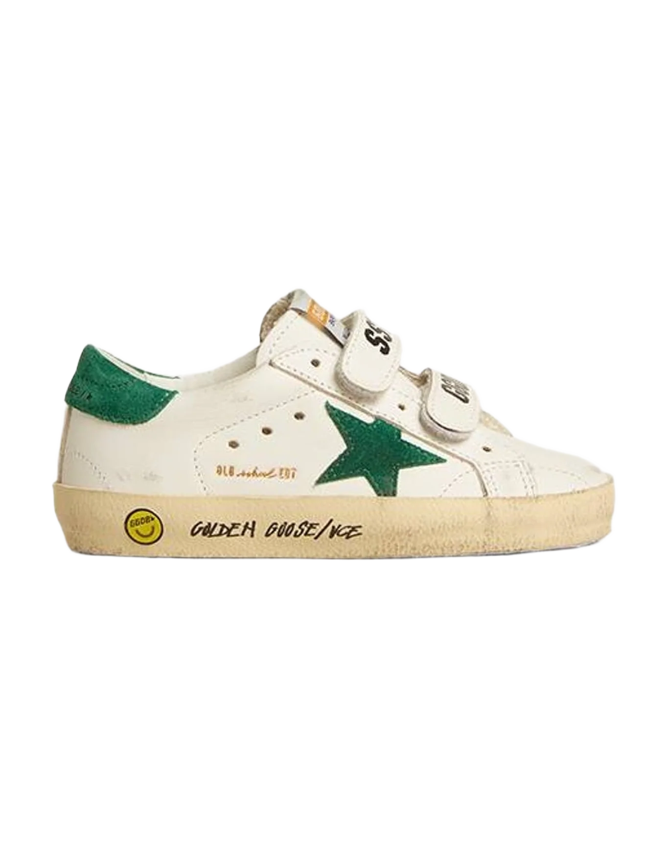 Boy | Old School Young with Suede Star & Heel Tab | White x Green (V1) - Image 6