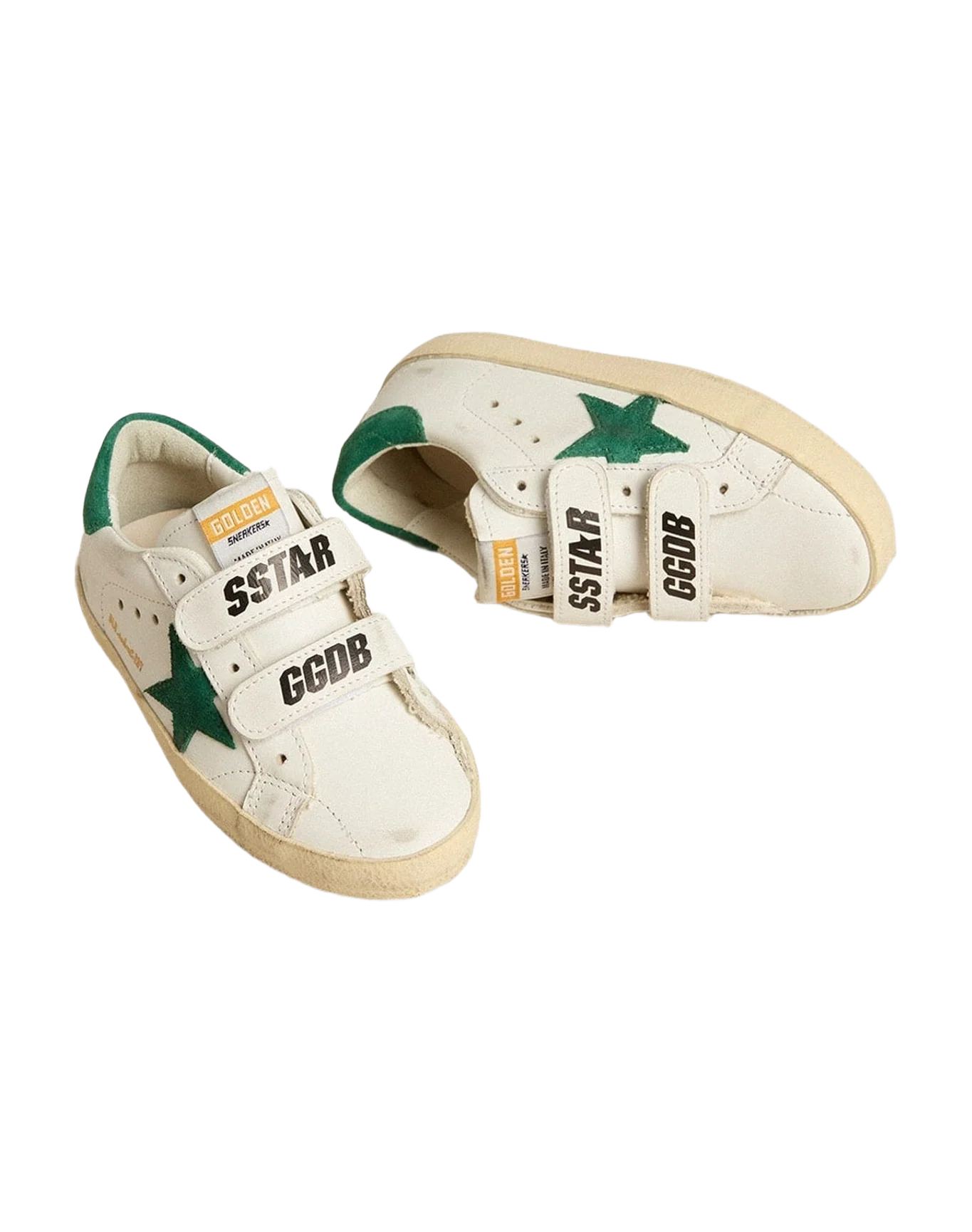 Boy | Old School Young with Suede Star & Heel Tab | White x Green (V1) - Image 8