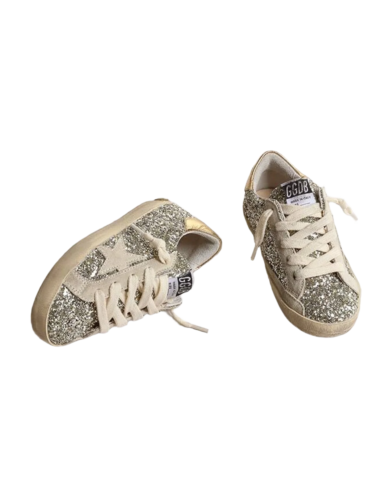 Girl | Super-Star Young Glitter with A Suede Star & Heel Tab | Platinum x Ivory x Gold (V2) - Image 2