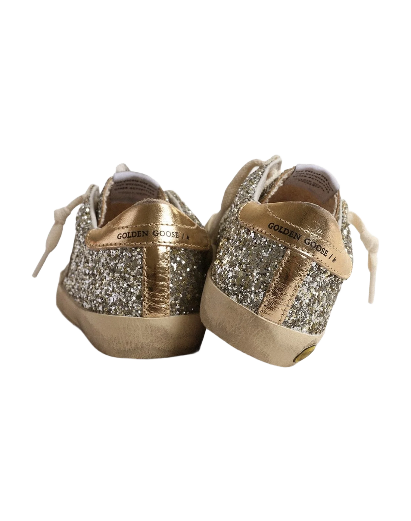 Girl | Super-Star Young Glitter with A Suede Star & Heel Tab | Platinum x Ivory x Gold (V2) - Image 3