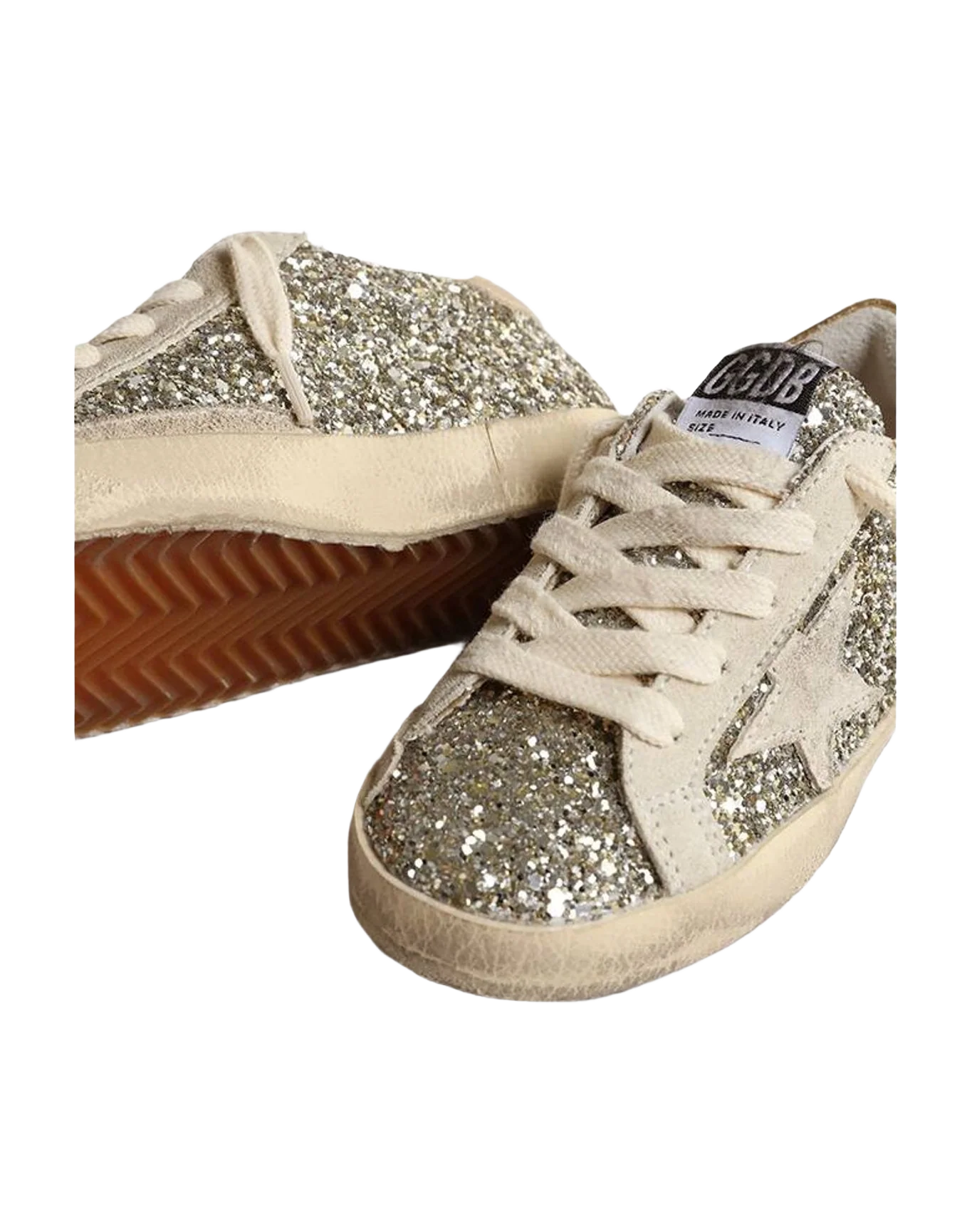 Girl | Super-Star Young Glitter with A Suede Star & Heel Tab | Platinum x Ivory x Gold (V2) - Image 5
