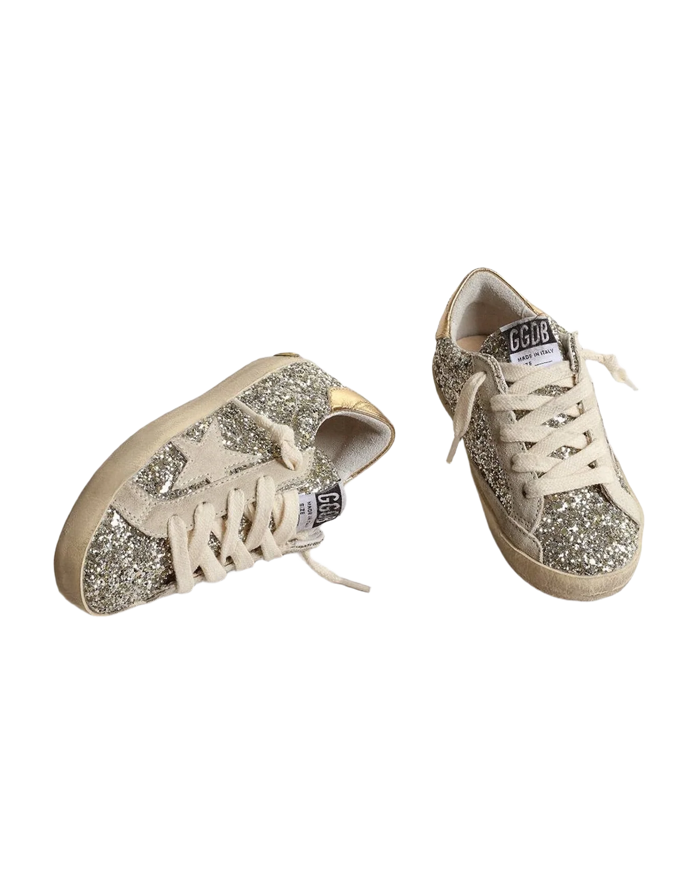 Girl | Super-Star Young Glitter with A Suede Star & Heel Tab | Platinum x Ivory x Gold (V2) - Image 6