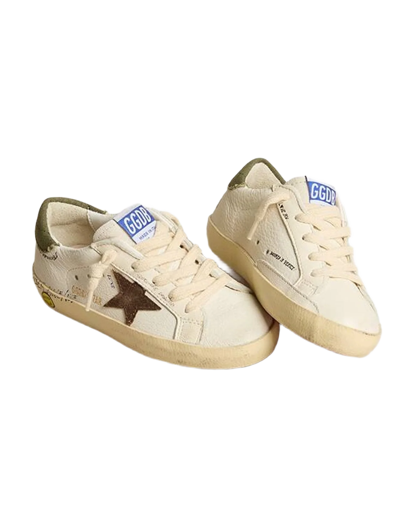 Boy | Super-Star Young Nappa with Suede Star & Heel Tab | White x Brown x Green (V1)