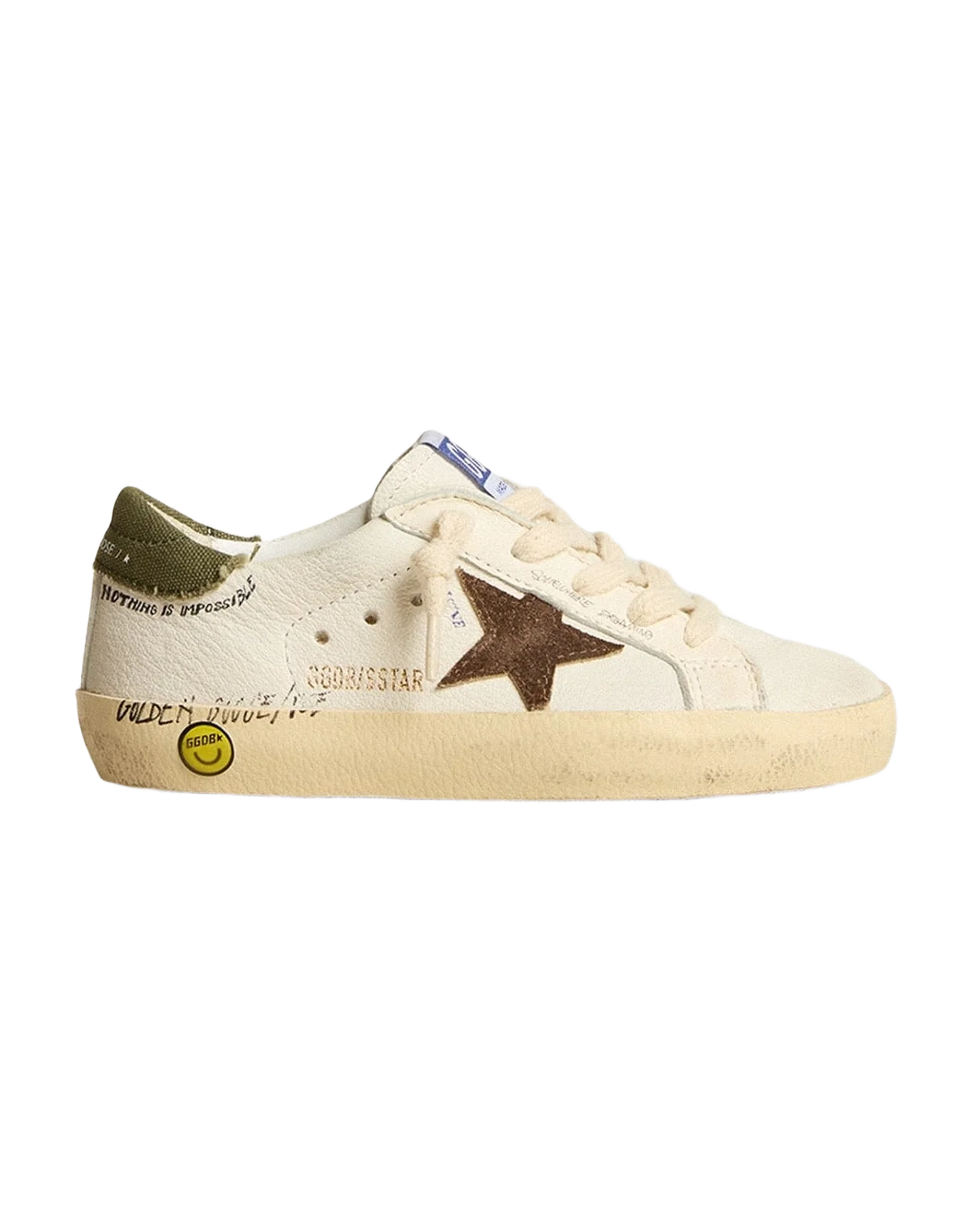 Boy | Super-Star Young Nappa with Suede Star & Heel Tab | White x Brown x Green (V1) - Image 3