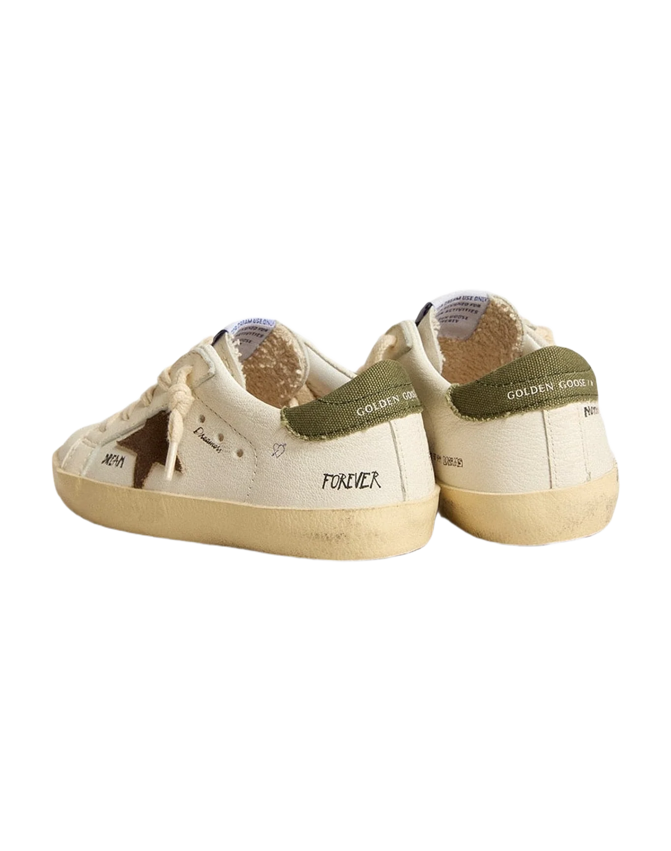 Boy | Super-Star Young Nappa with Suede Star & Heel Tab | White x Brown x Green (V1) - Image 5