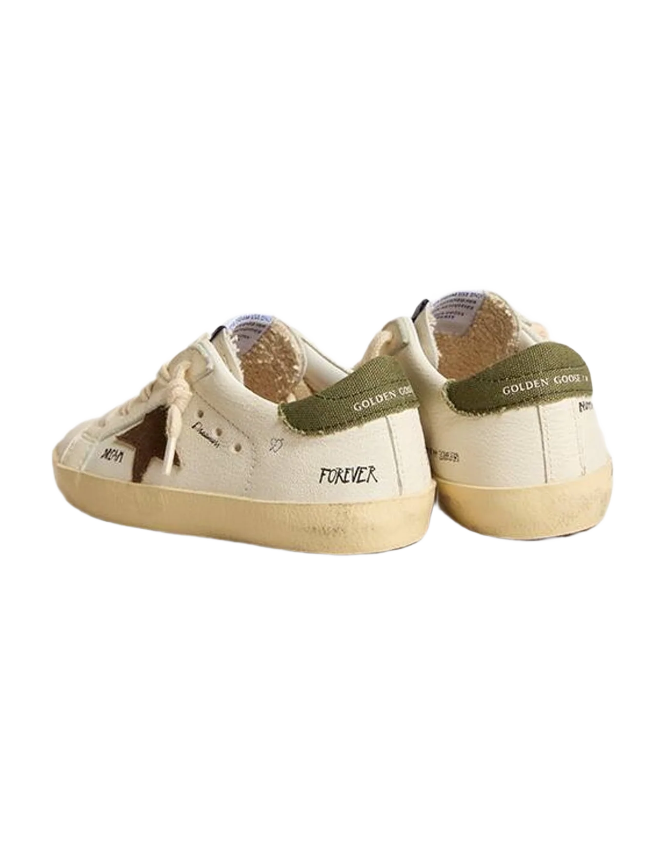 Boy | Super-Star Young Nappa with Suede Star & Heel Tab | White x Brown x Green (V2) - Image 4