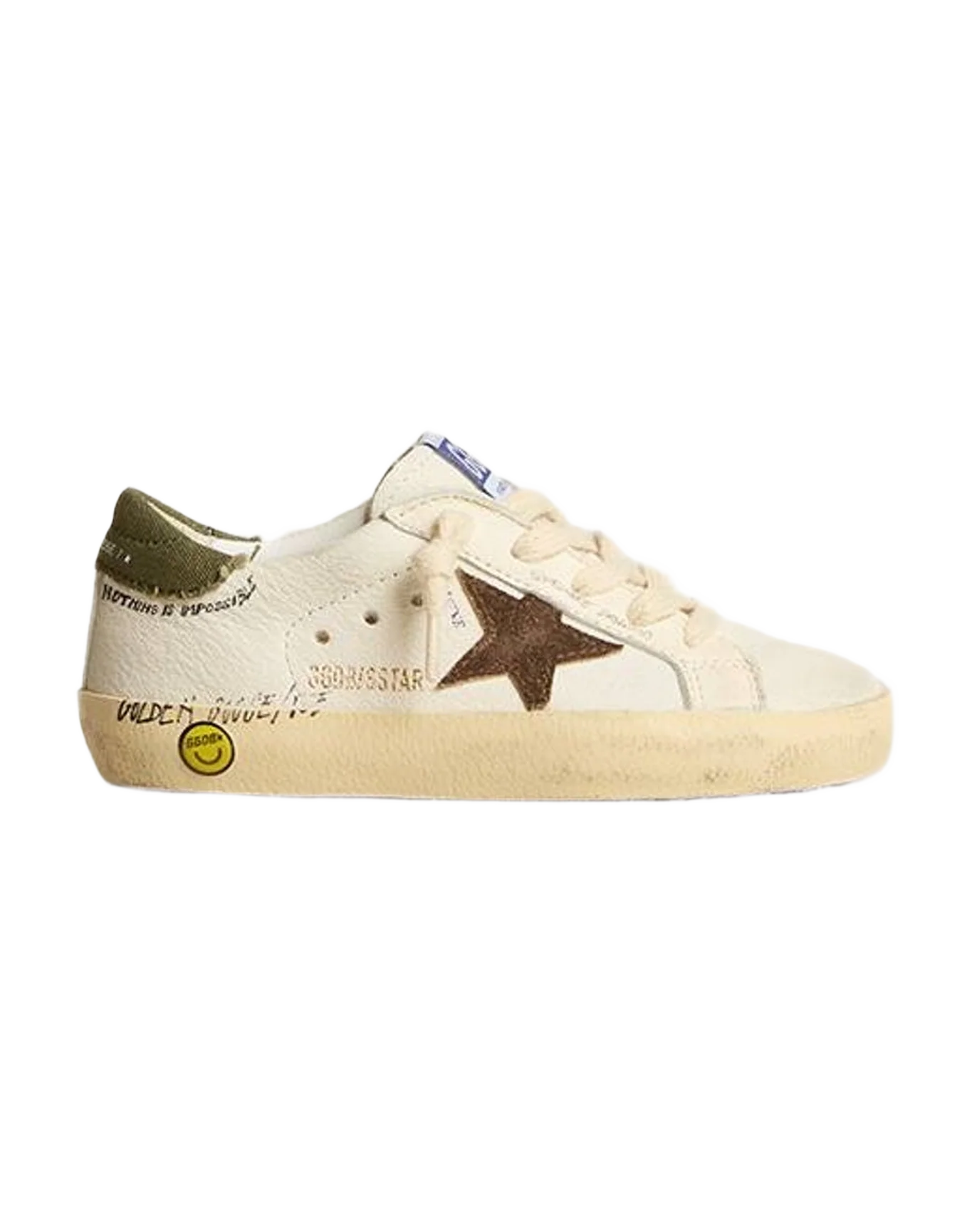 Boy | Super-Star Young Nappa with Suede Star & Heel Tab | White x Brown x Green (V2) - Image 7