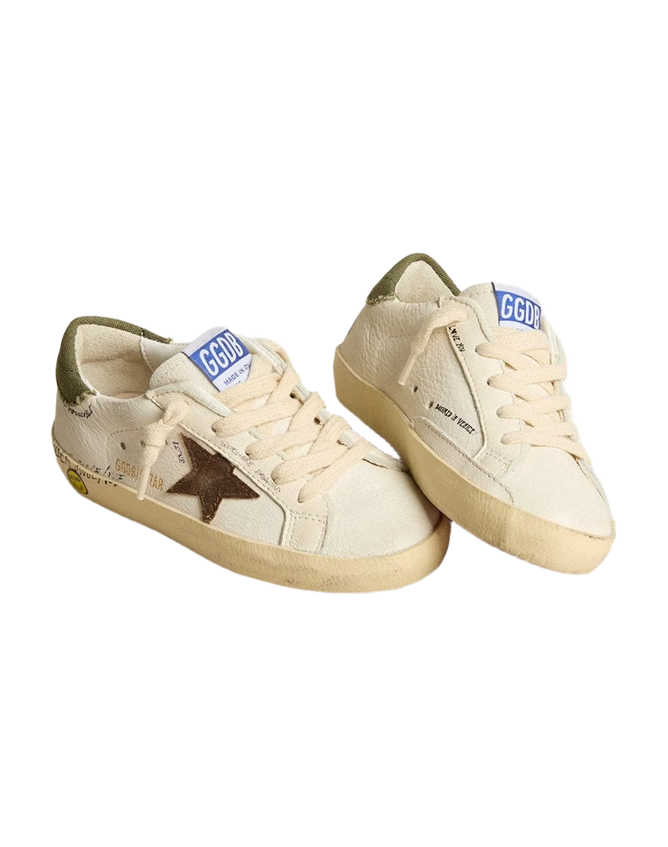 Boy | Super-Star Young Nappa with Suede Star & Heel Tab | White x Brown x Green (V2) - Image 9