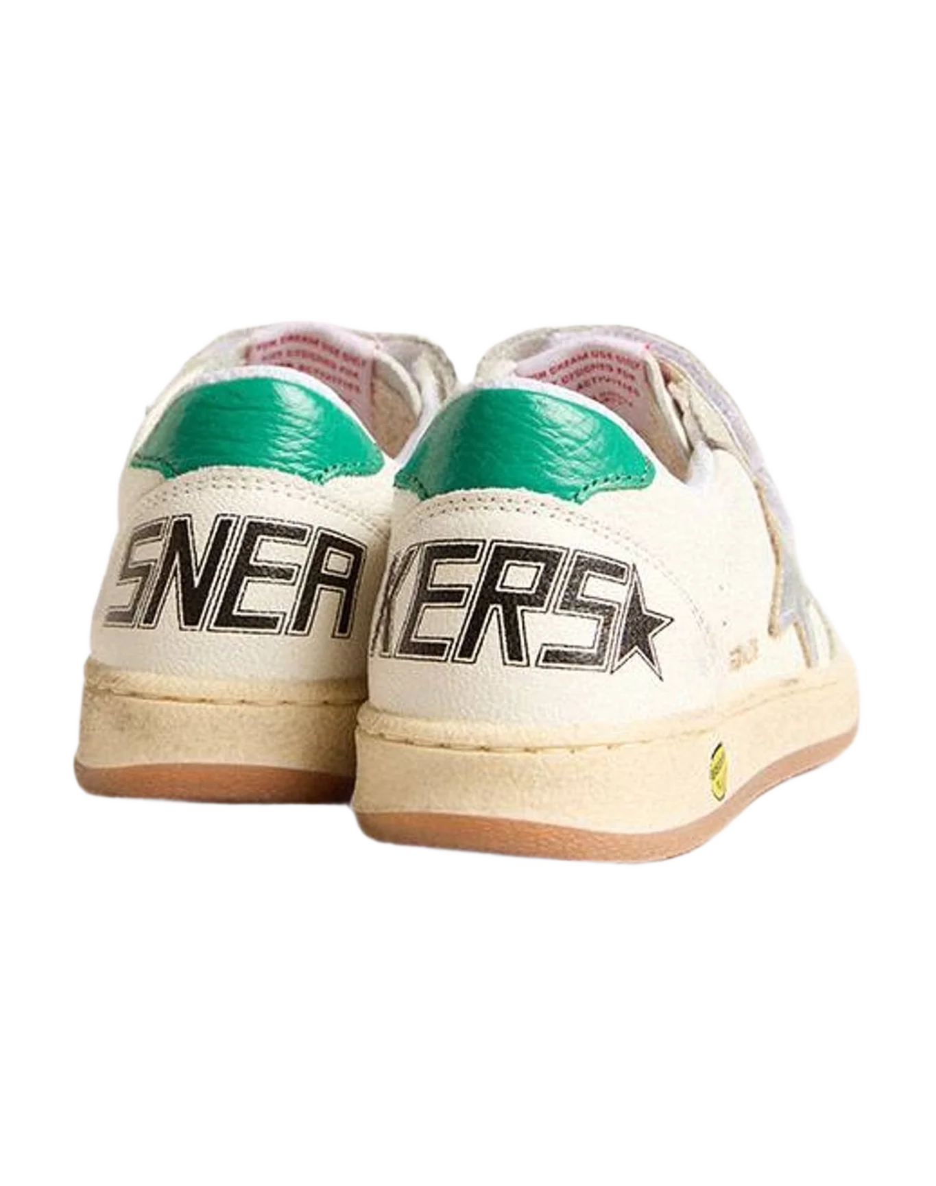 Boy | Young Ball Star with Star & Suede Heel Tab | White x Ice x Silver x Green (V1) - Image 2