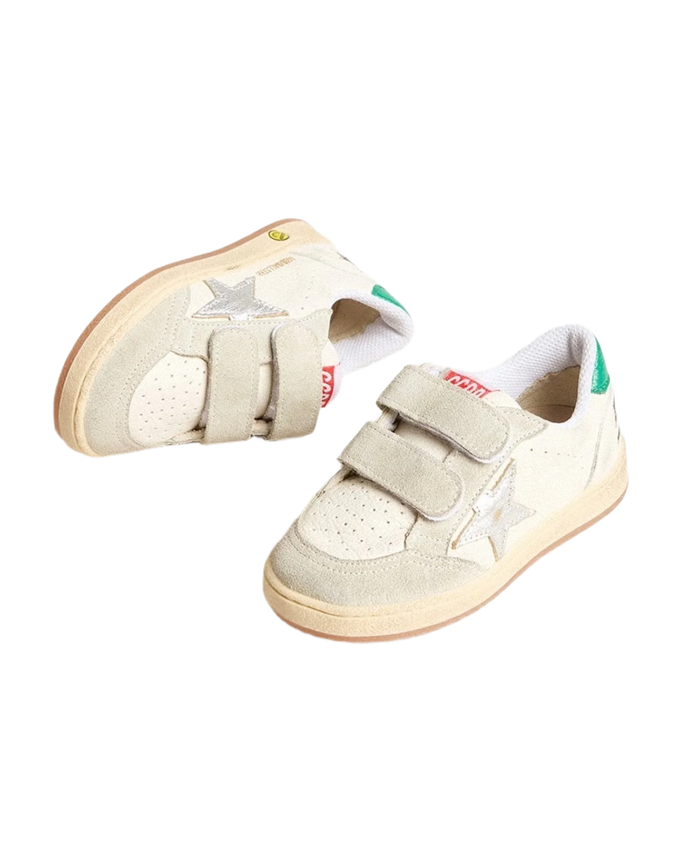 Boy | Young Ball Star with Star & Suede Heel Tab | White x Ice x Silver x Green (V1) - Image 4