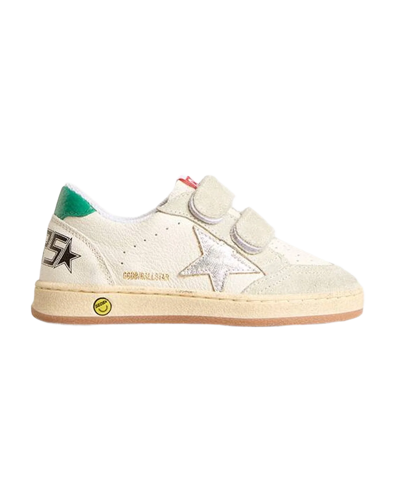 Boy | Young Ball Star with Star & Suede Heel Tab | White x Ice x Silver x Green (V1) - Image 8