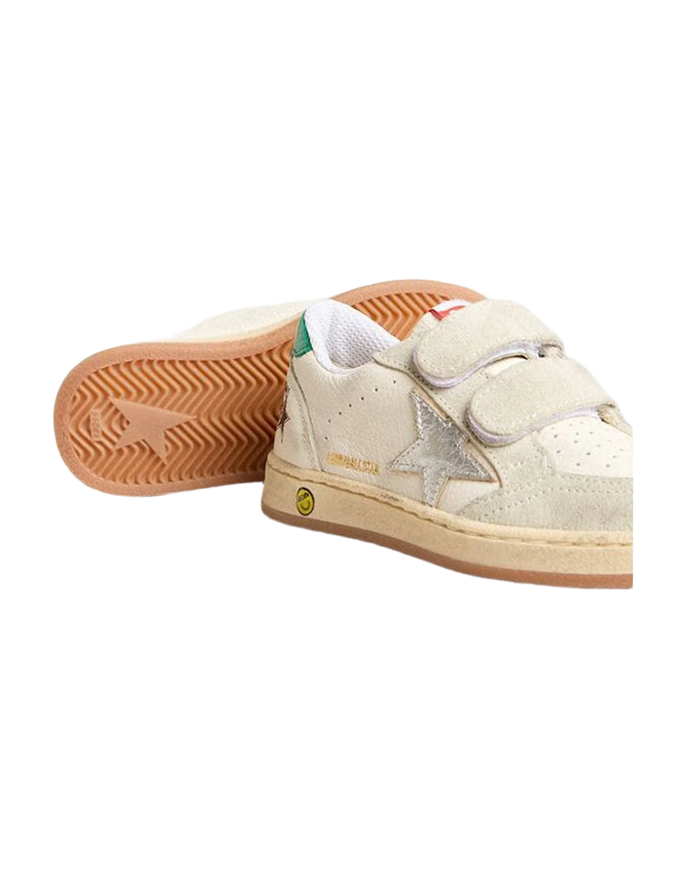 Boy | Young Ball Star with Star & Suede Heel Tab | White x Ice x Silver x Green (V2)