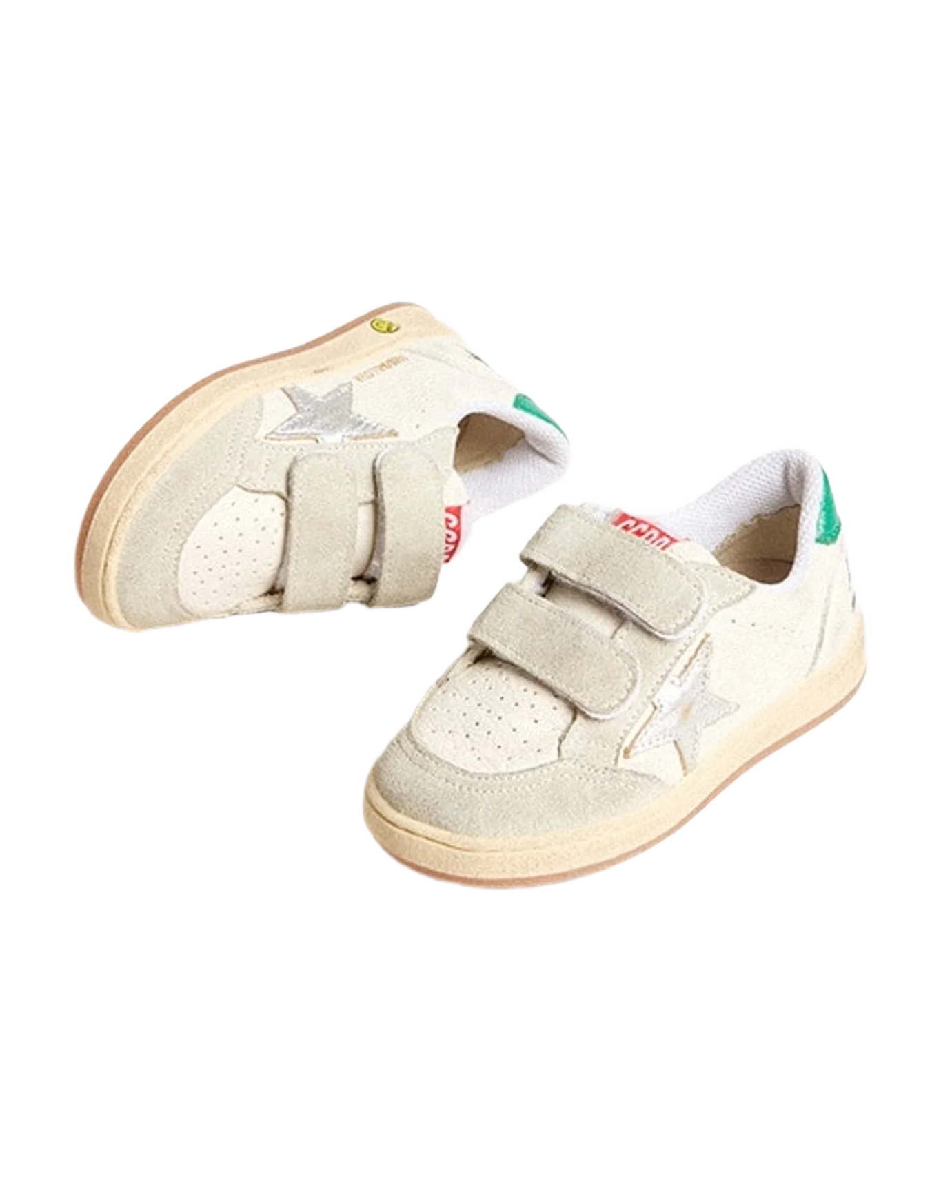 Boy | Young Ball Star with Star & Suede Heel Tab | White x Ice x Silver x Green (V2) - Image 5