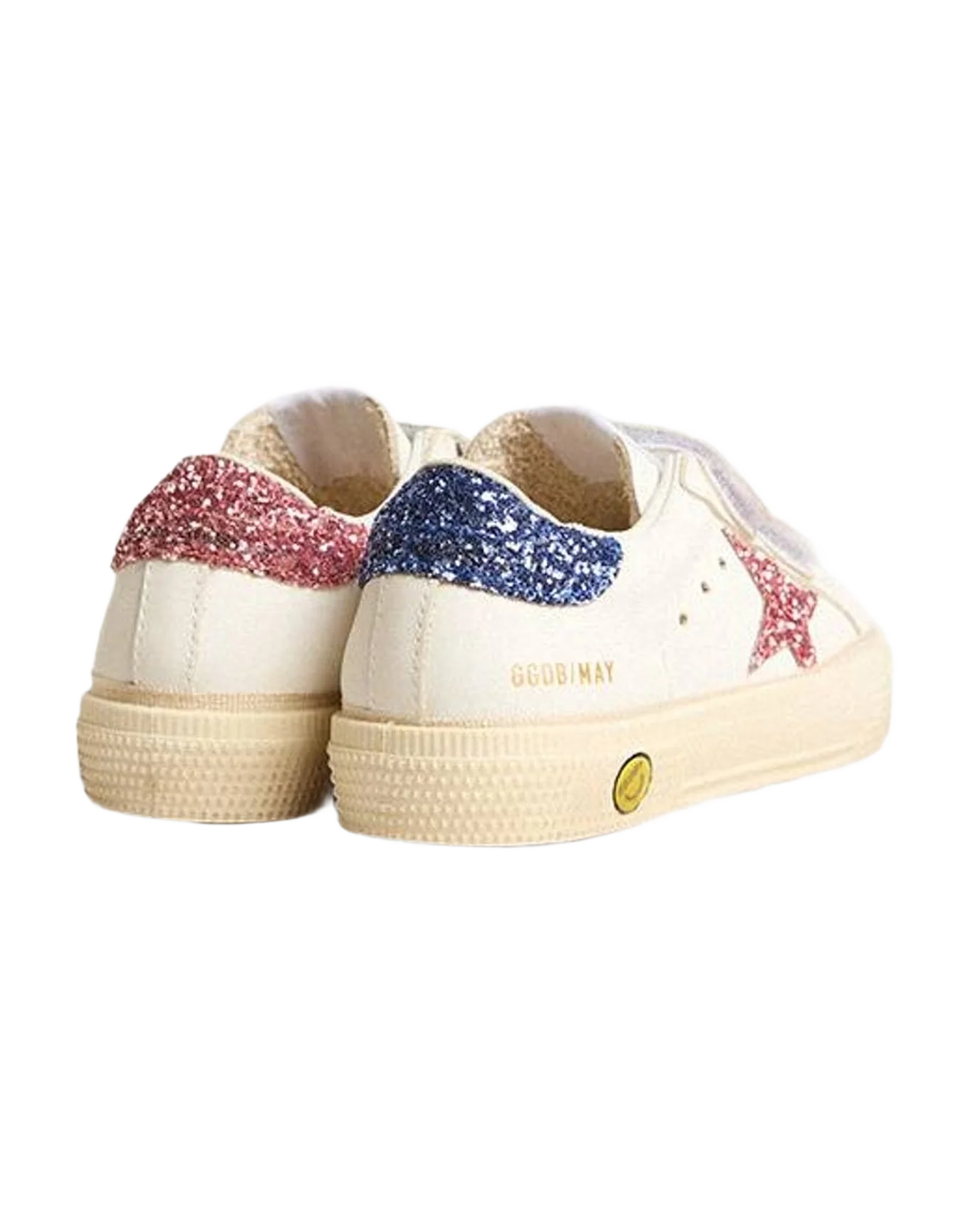 Girl | Young May School Leather with Glitter Star & Heel Tab | White x Light Blue x Pink (V1) - Image 5