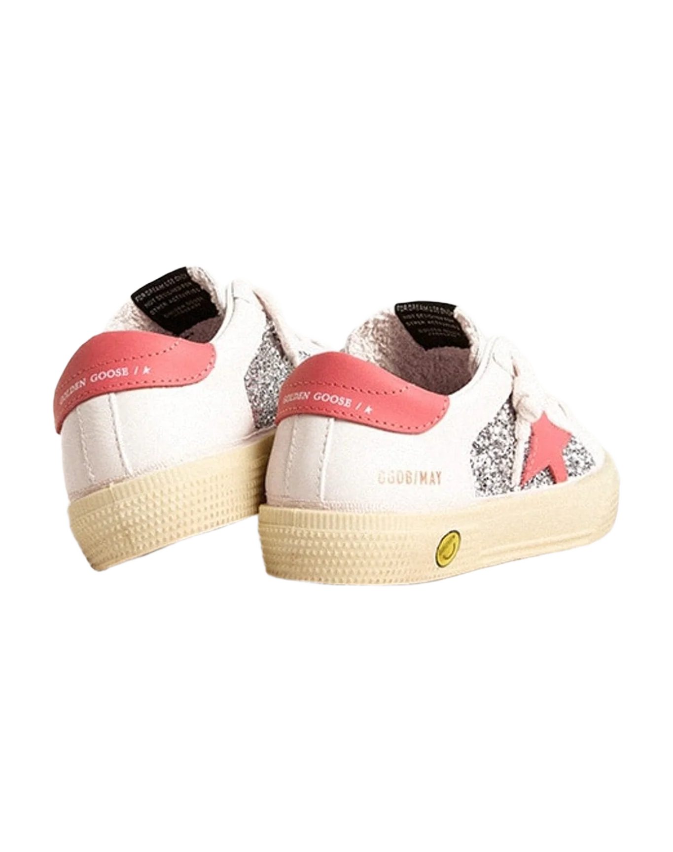 Girl | Young May with Pink Leather Star & Heel Tab | Silver x White x Red (V1)