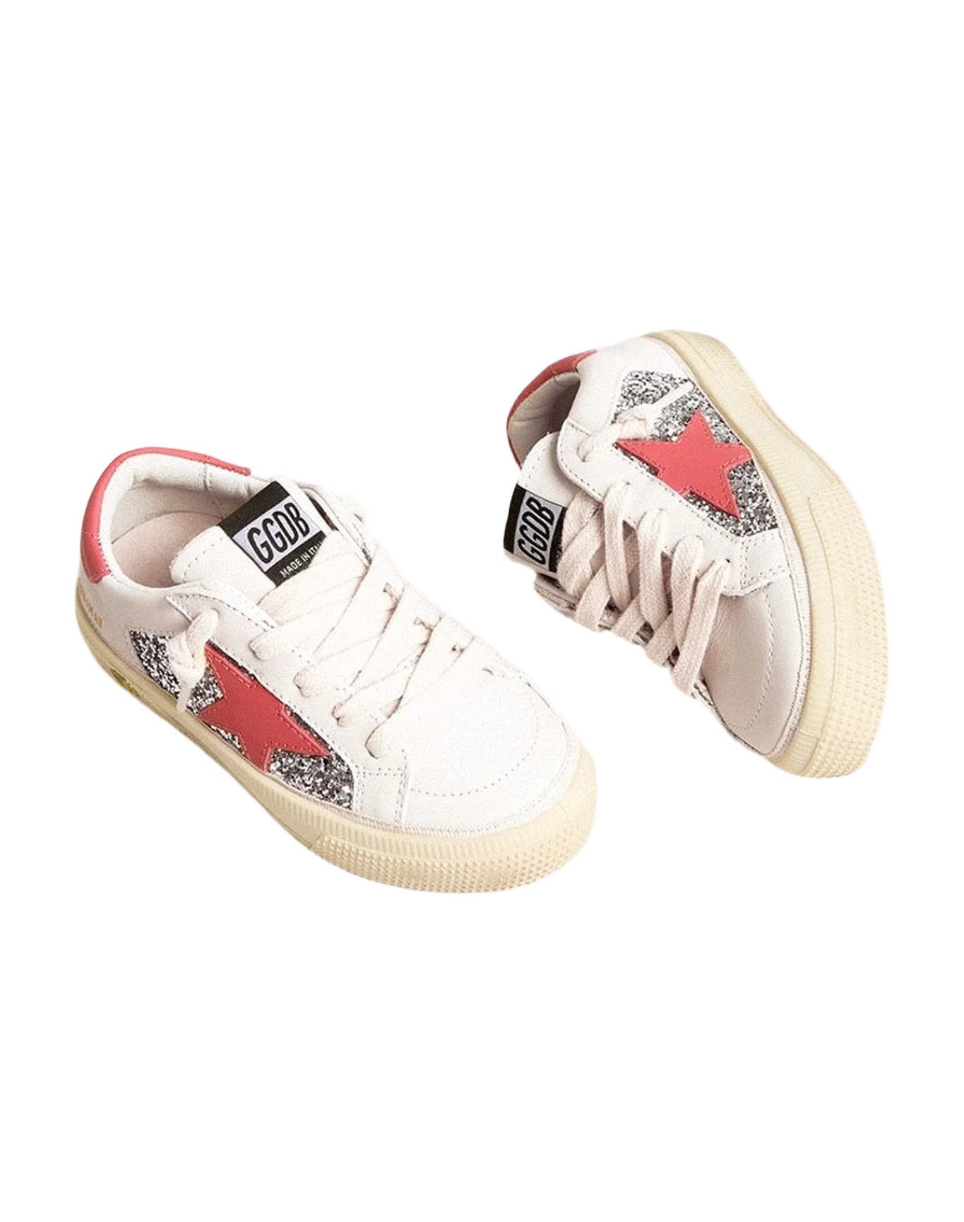 Girl | Young May with Pink Leather Star & Heel Tab | Silver x White x Red (V2) - Image 3