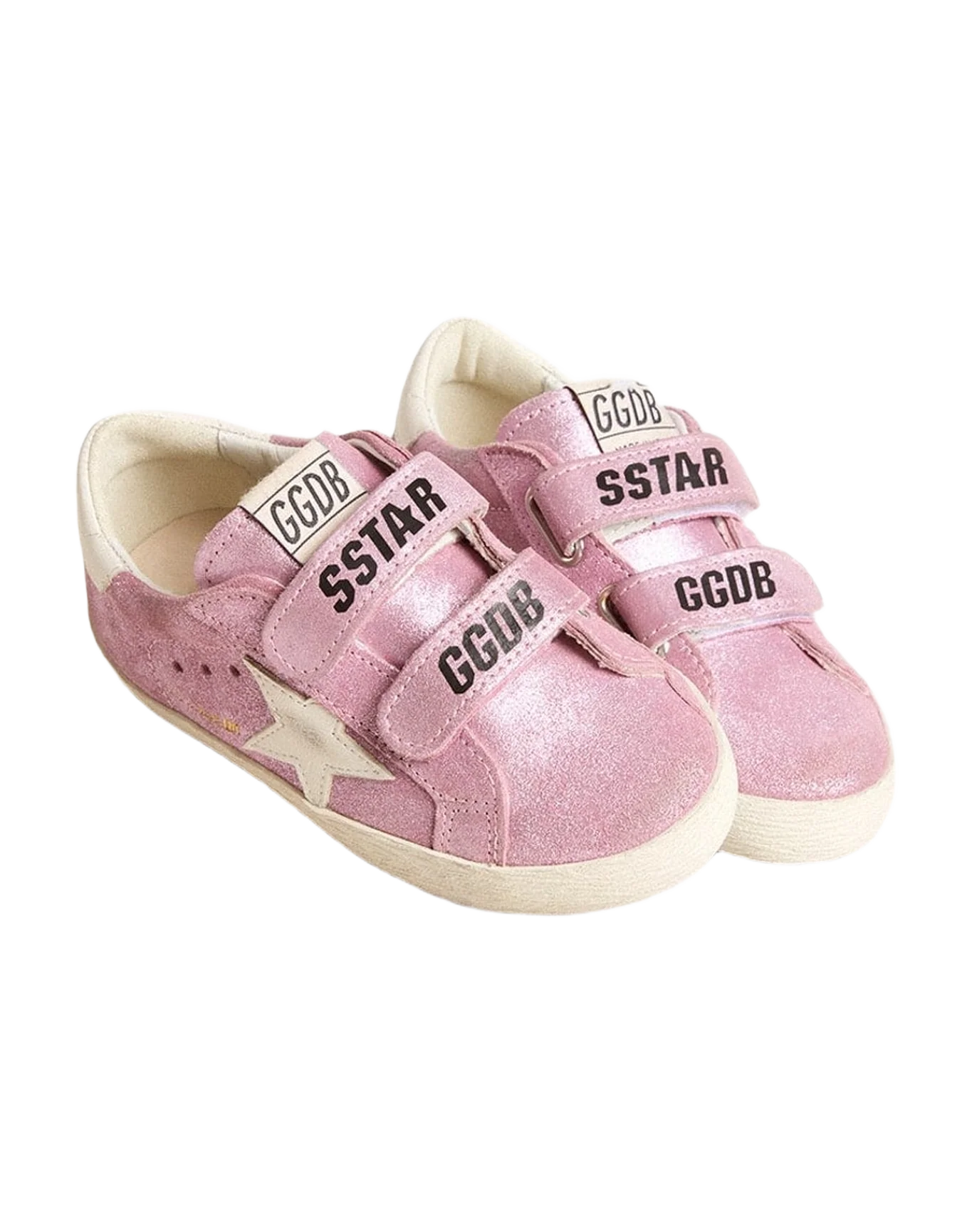 Girl | Young Old School Metallic Suede with Leather Star & Heel Tab | Pink x White (V2) - Image 3