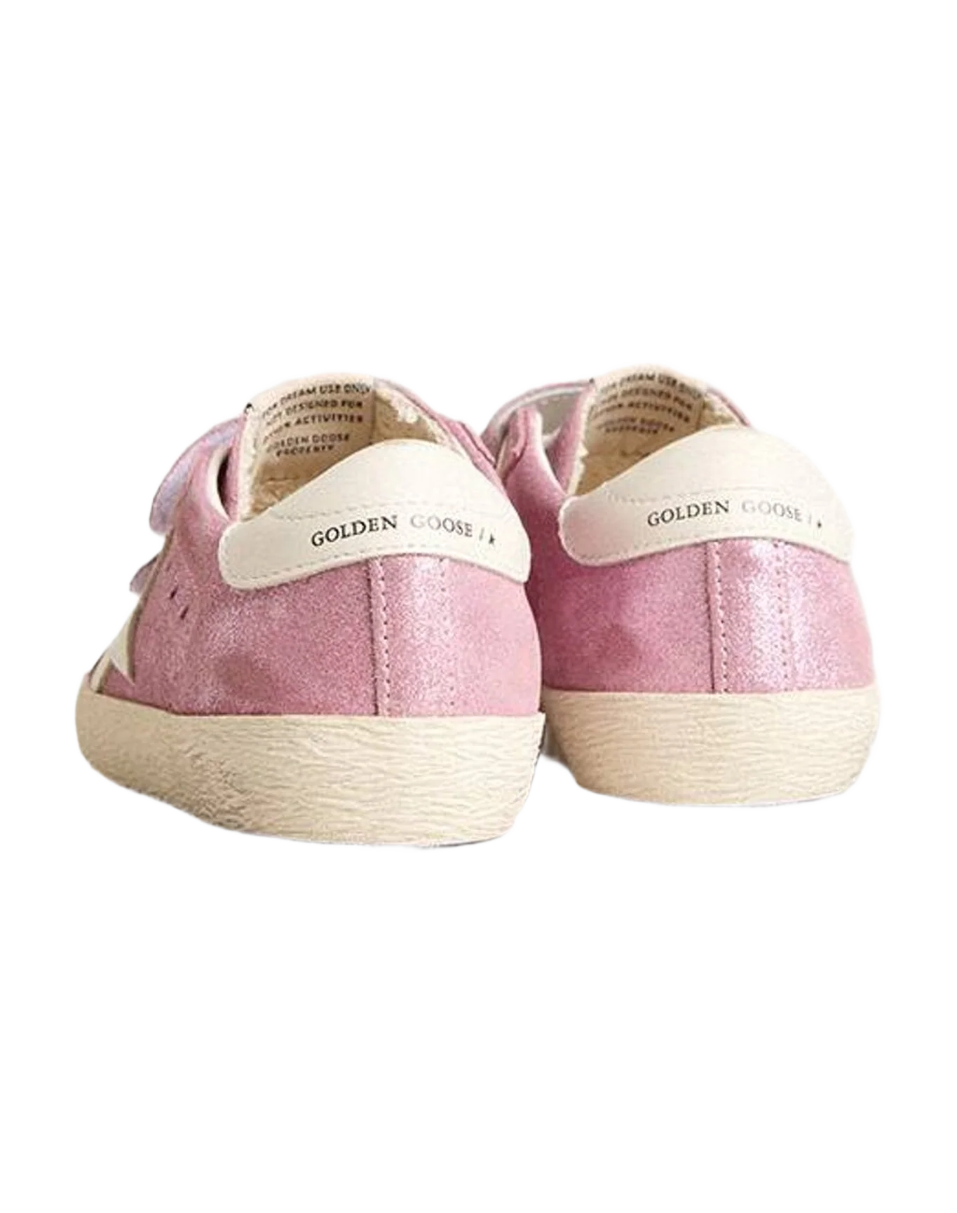 Girl | Young Old School Metallic Suede with Leather Star & Heel Tab | Pink x White (V2) - Image 5