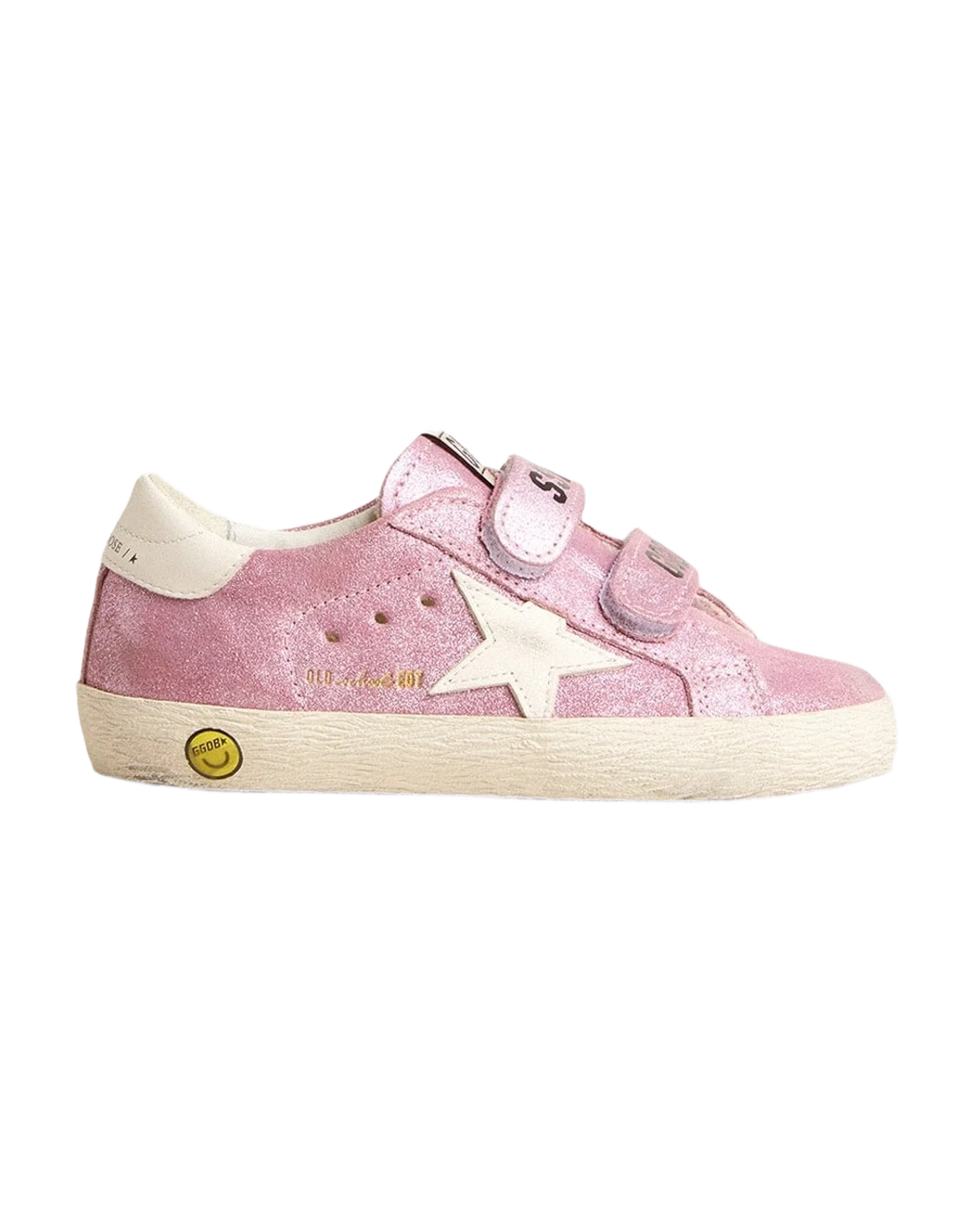Girl | Young Old School Metallic Suede with Leather Star & Heel Tab | Pink x White (V2) - Image 7