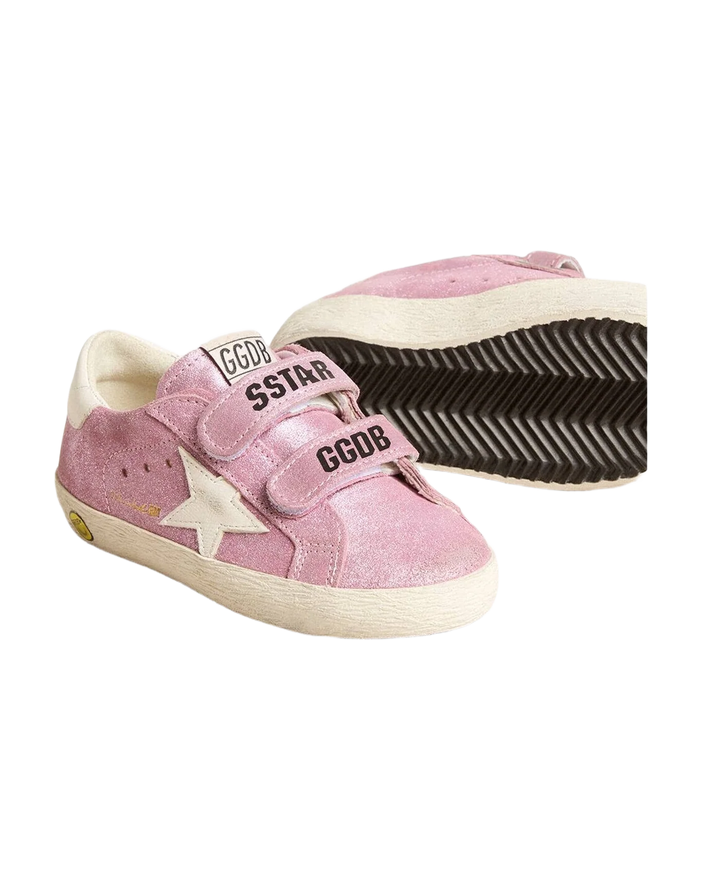 Girl | Young Old School Metallic Suede with Leather Star & Heel Tab | Pink x White (V2) - Image 8