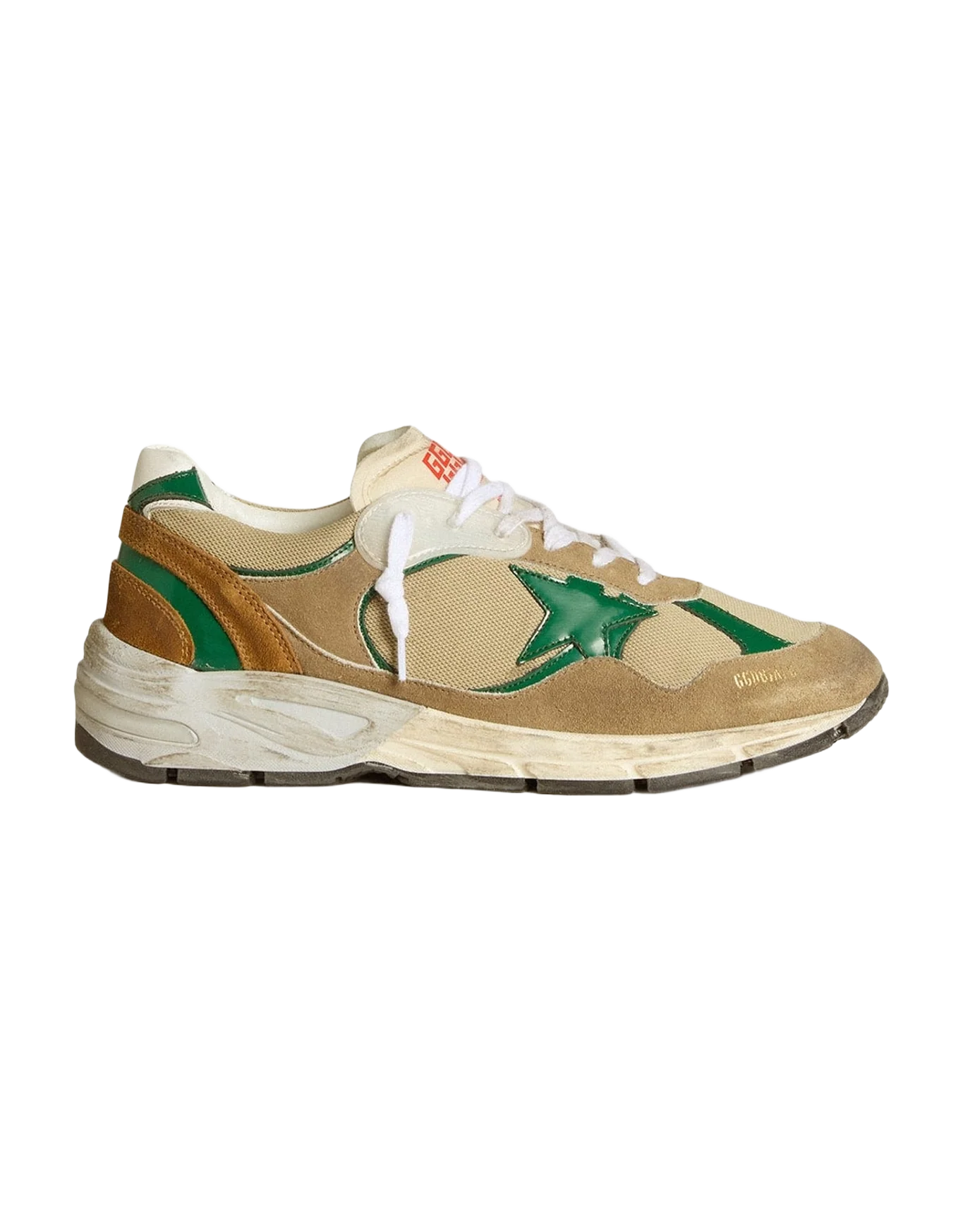 Men | Dad Star Lab Nylon with Leather Star & Suede Inserts | White x Taupe x Green (V2)