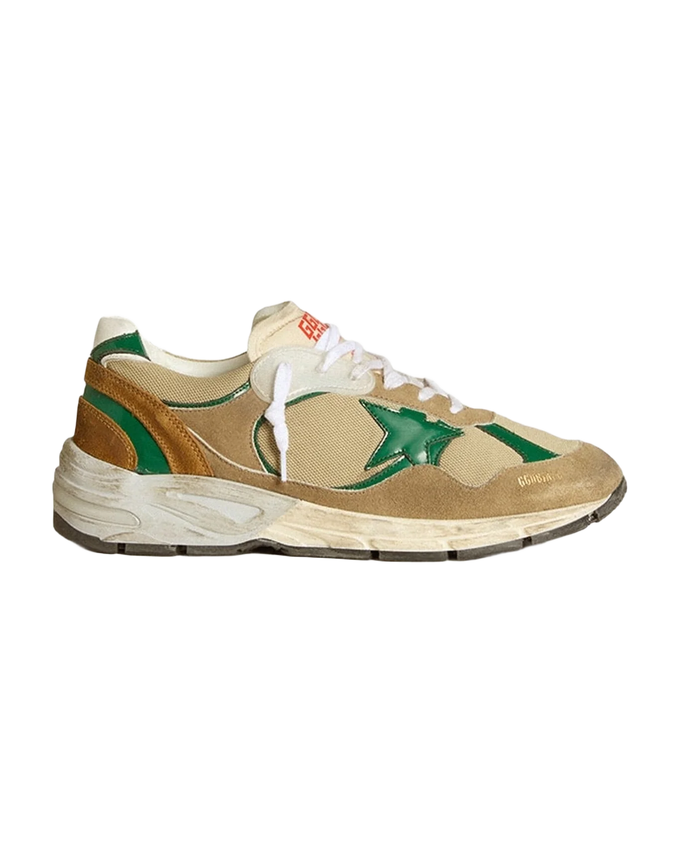 Men | Dad Star Lab Nylon with Leather Star & Suede Inserts | White x Taupe x Green (V2) - Image 2